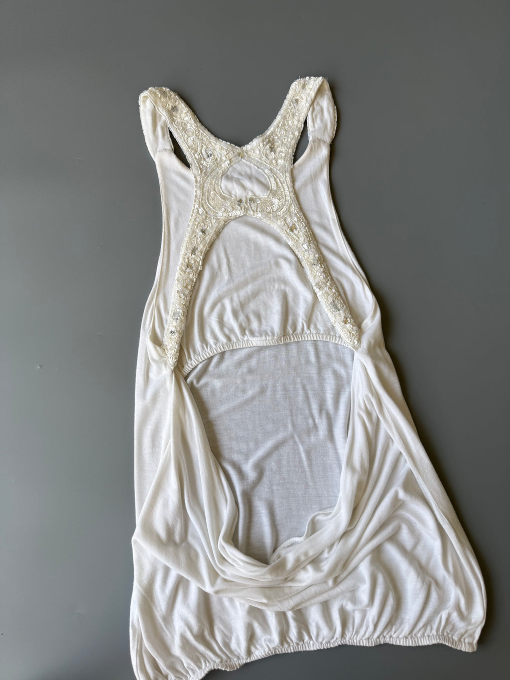 White Cotton Sequin Vest