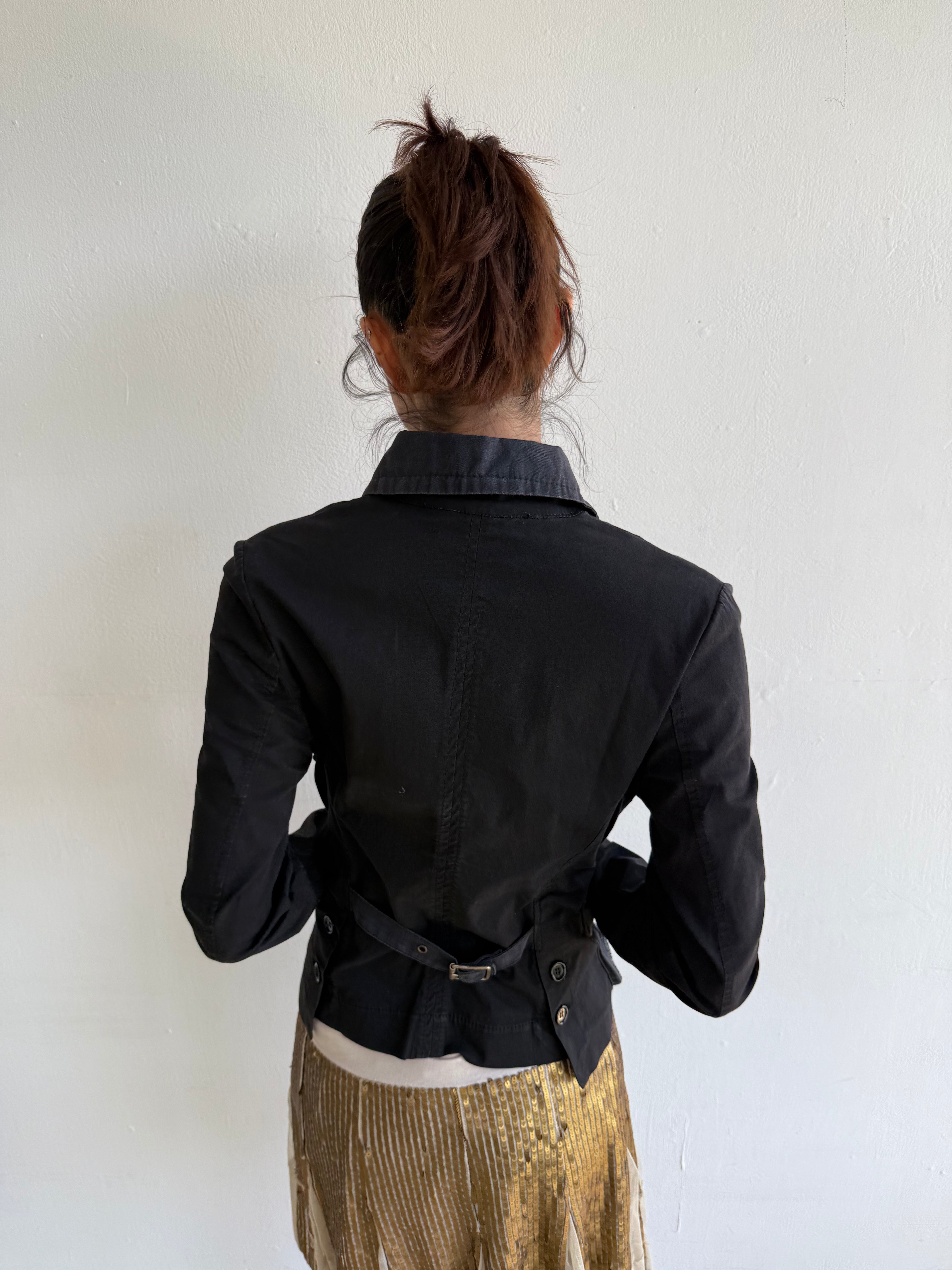 Made In Italy Charcoal Cotton Utility Jacket