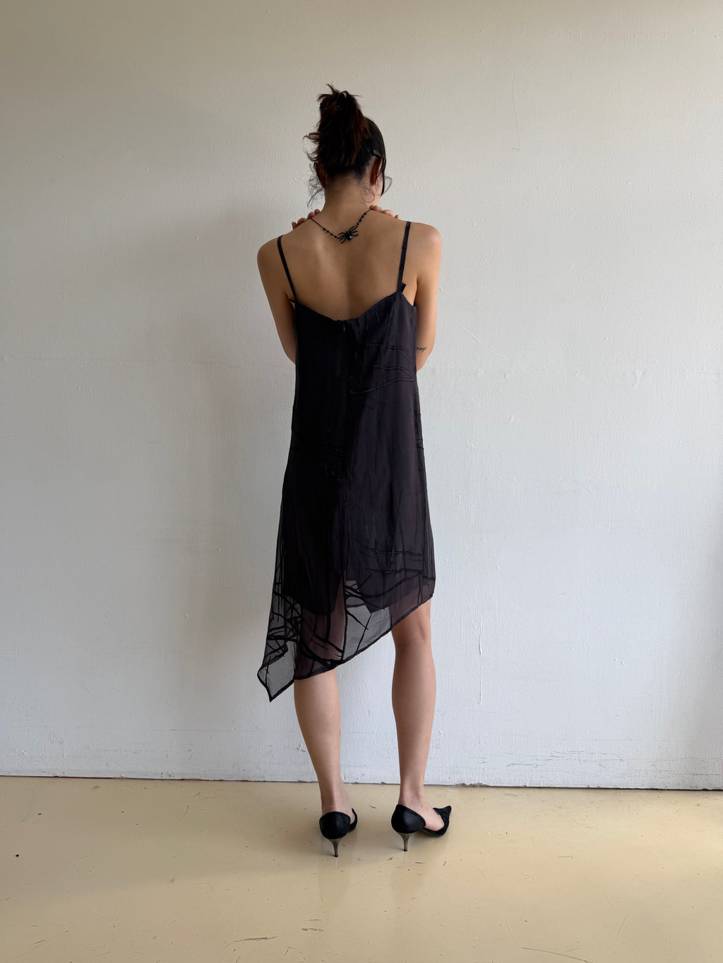 Charcoal Chiffon Layered Slip Dress