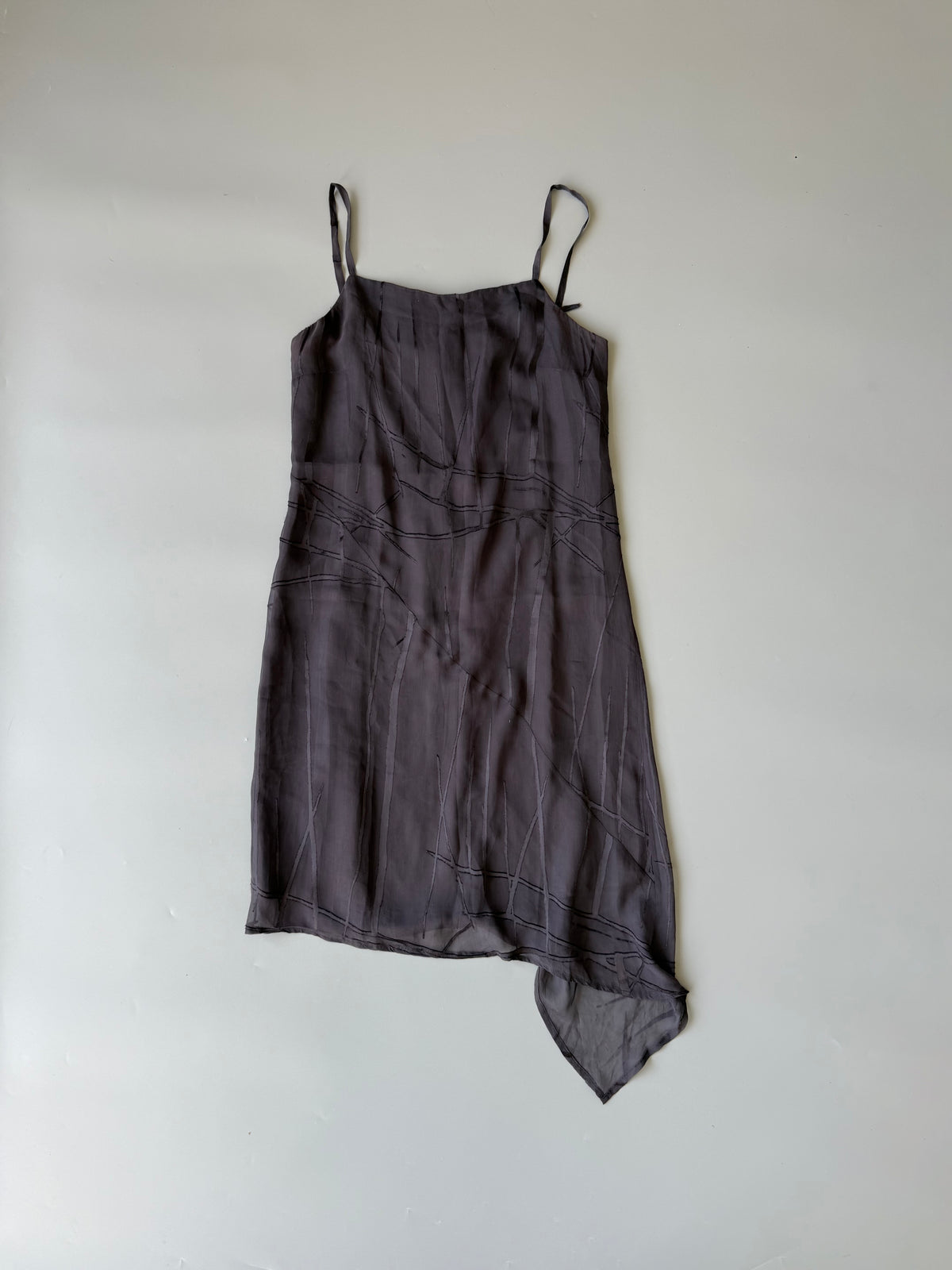 Charcoal Chiffon Layered Slip Dress