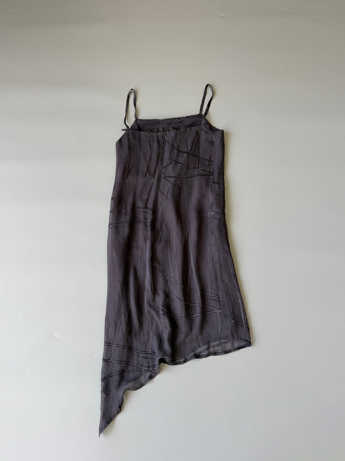 Charcoal Chiffon Layered Slip Dress