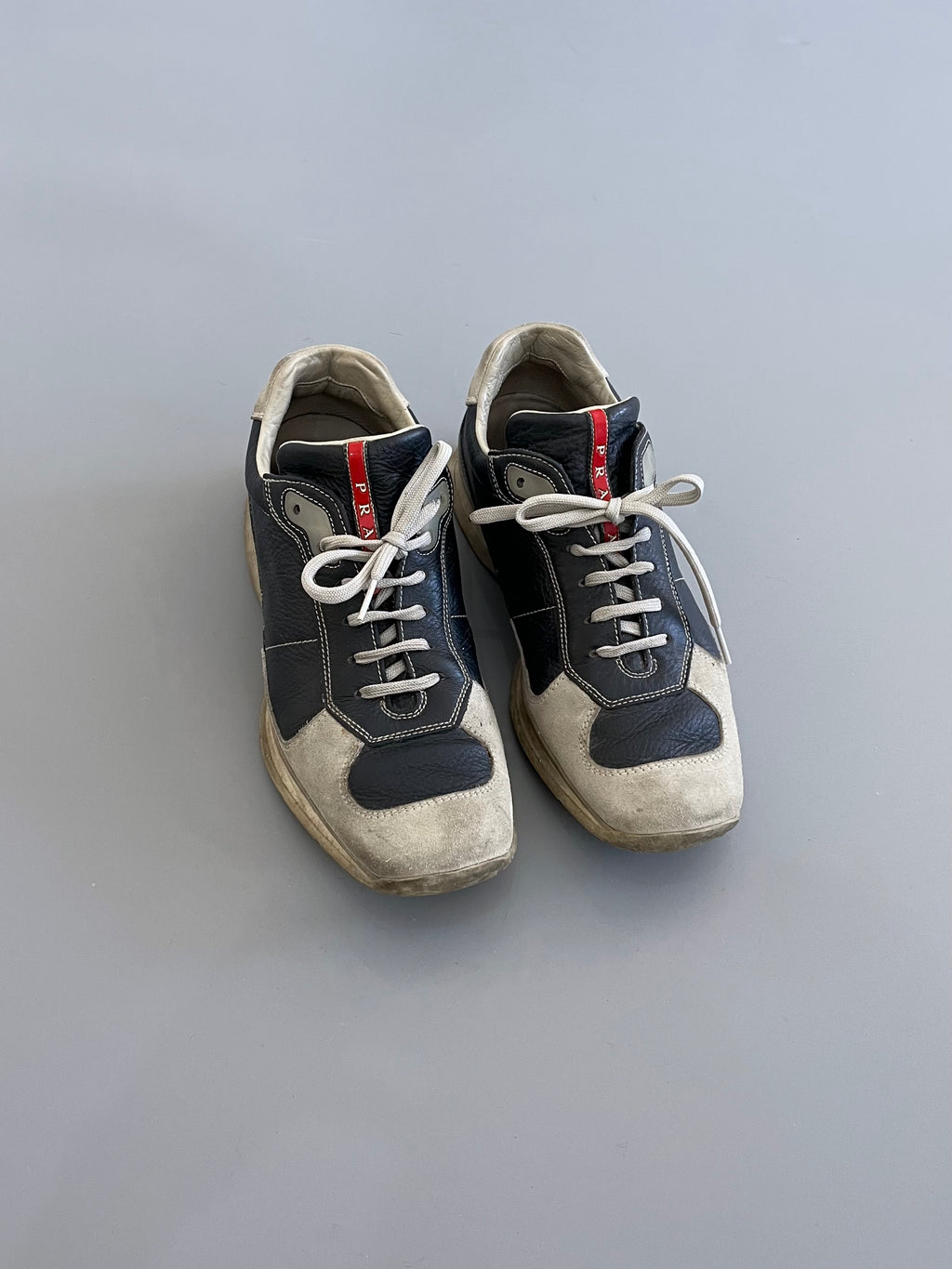 Prada Men’s America’s Club Navy/Grey Leather Sneakers