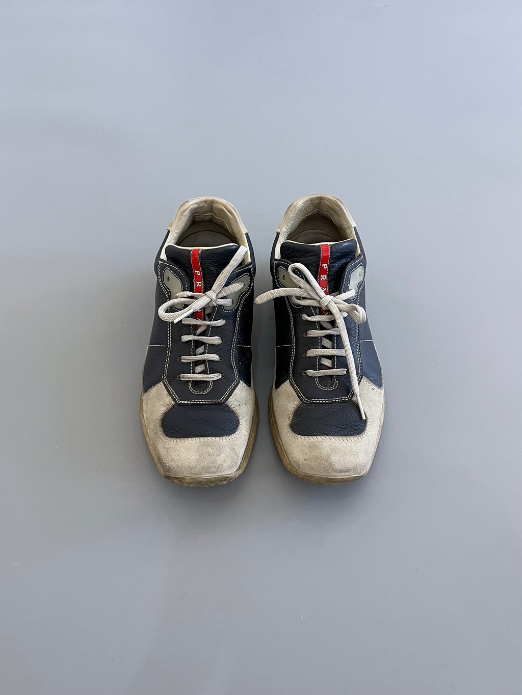 Prada Men’s America’s Club Navy/Grey Leather Sneakers