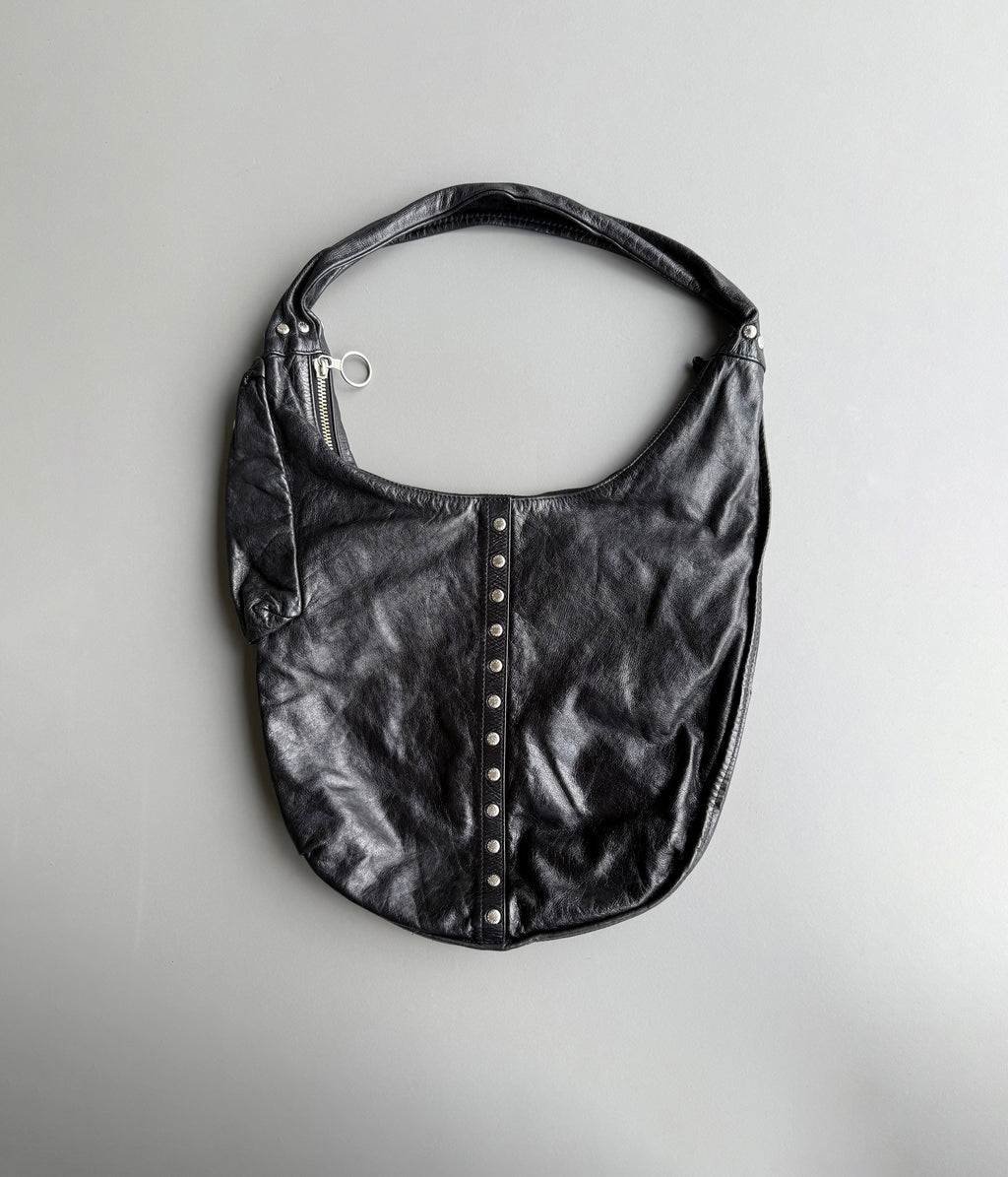Black Studs Leather Shoulder Bag