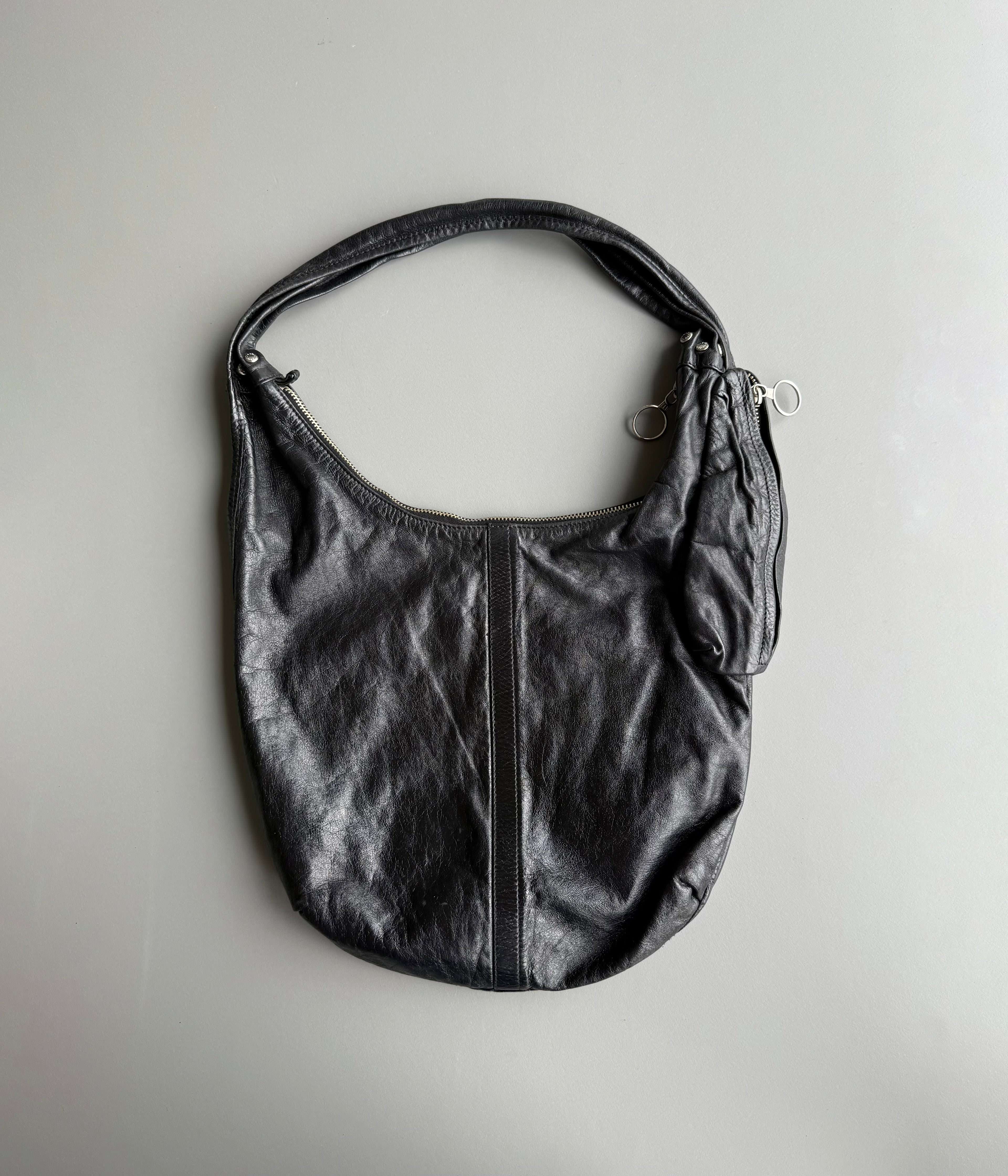 Black Studs Leather Shoulder Bag