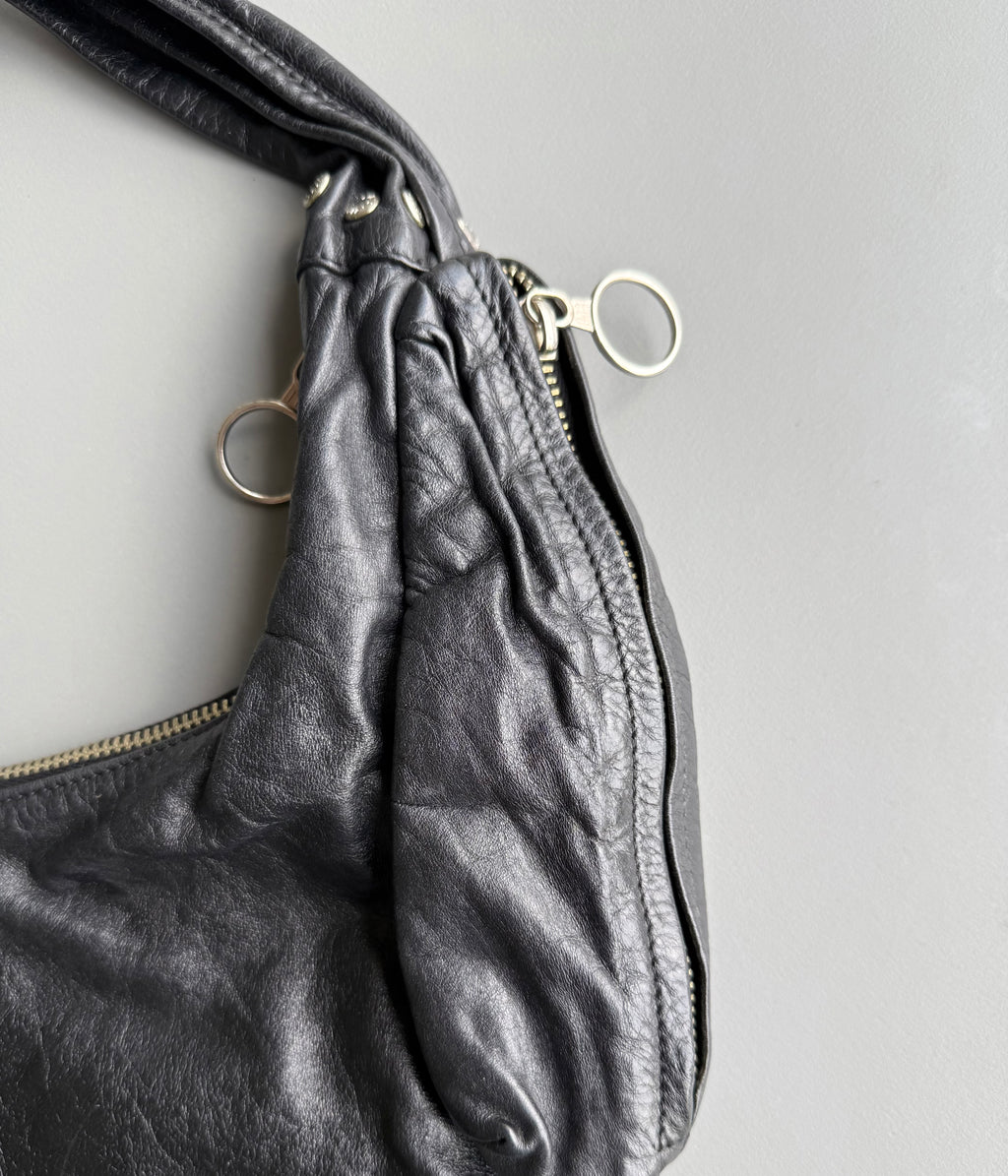 Black Studs Leather Shoulder Bag