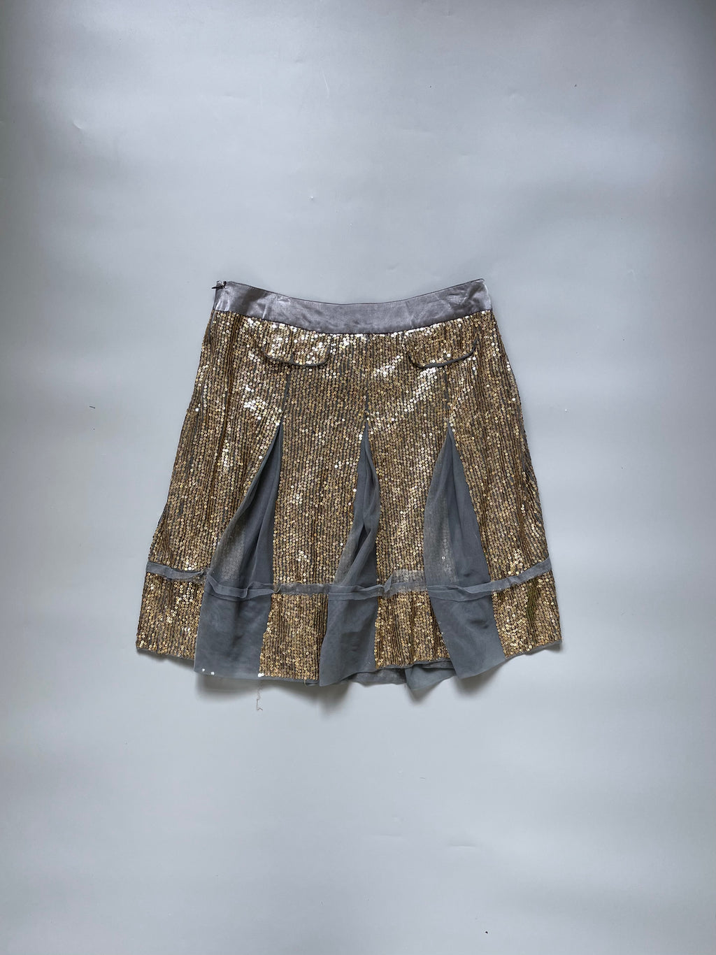 Made In Italy Gold Sequins Flare Skirt