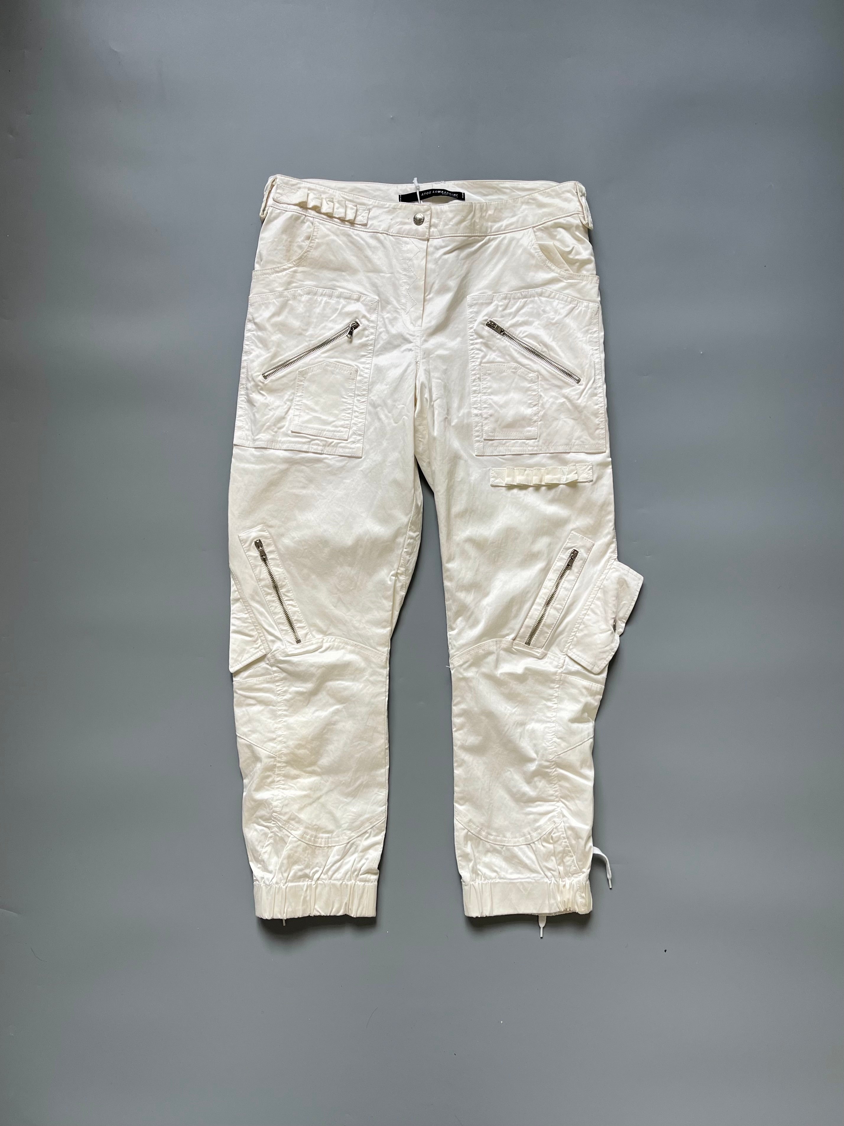 Atos Lombardini White Silky Lace Up Capri