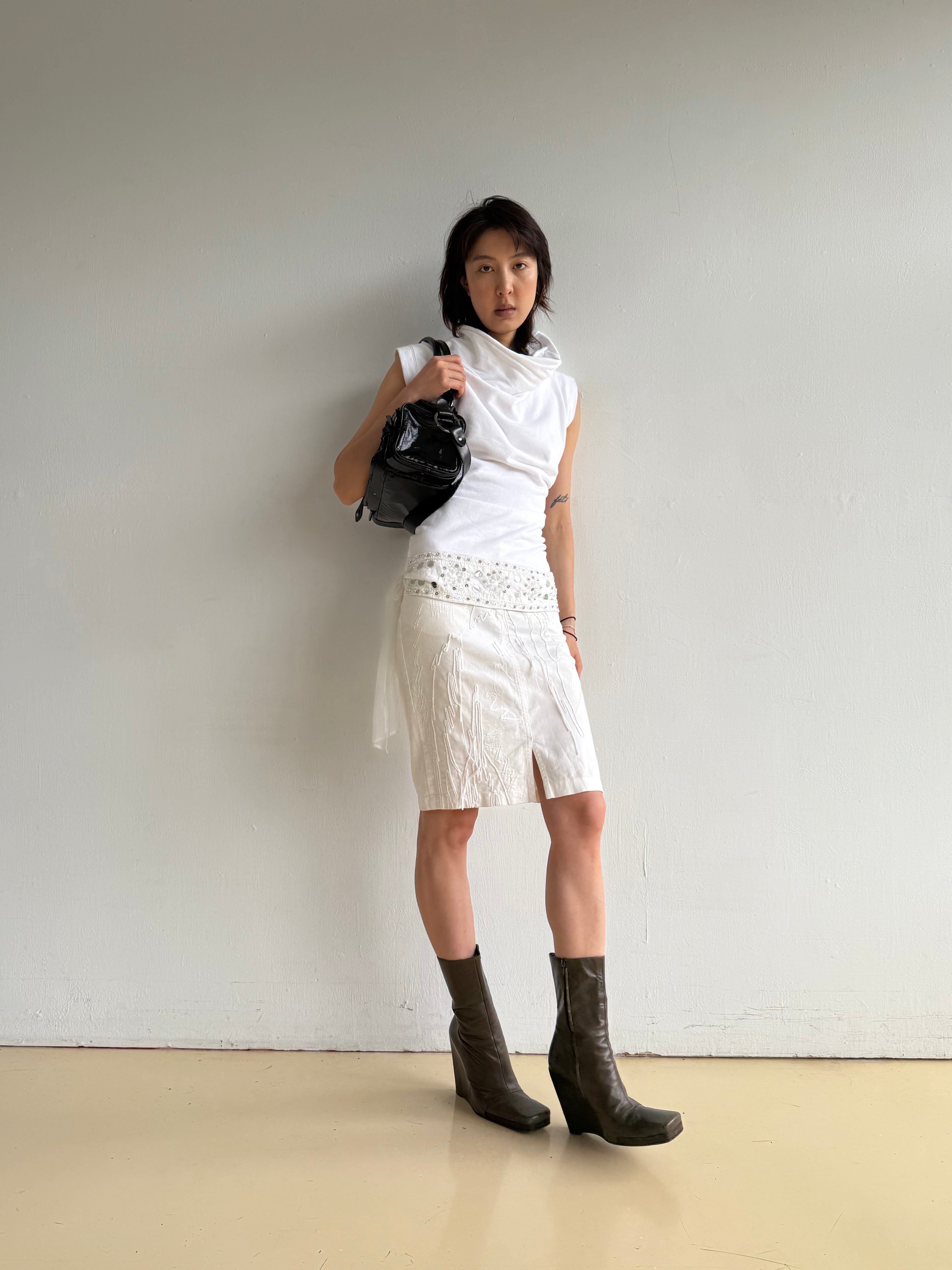 Iceberg White Denim Skirt