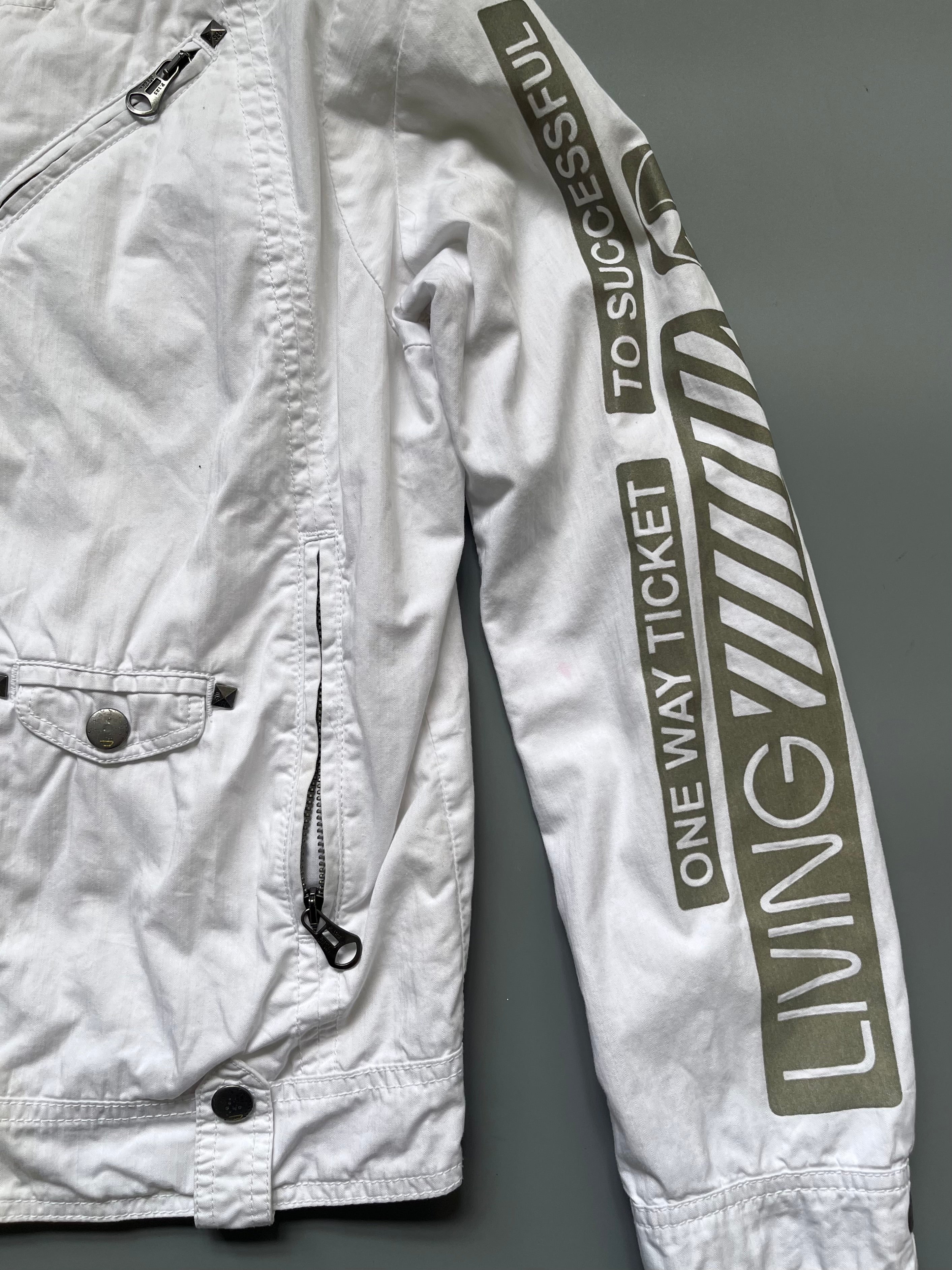 Diesel White Cotton Biker Jacket