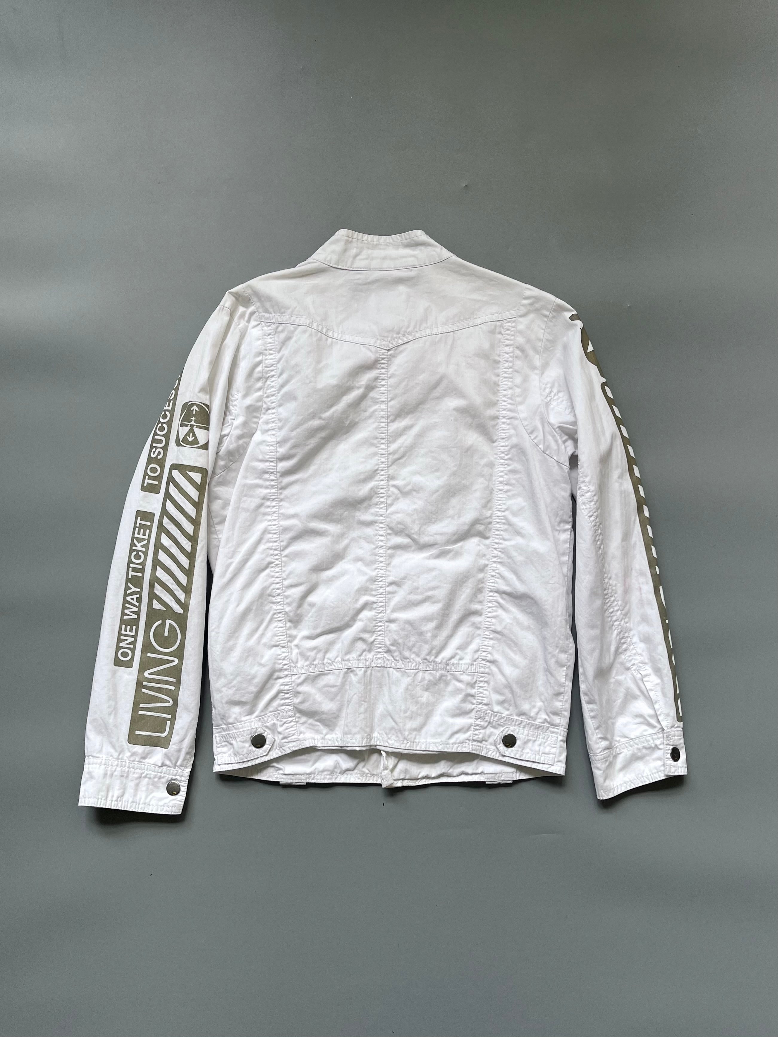 Diesel White Cotton Biker Jacket