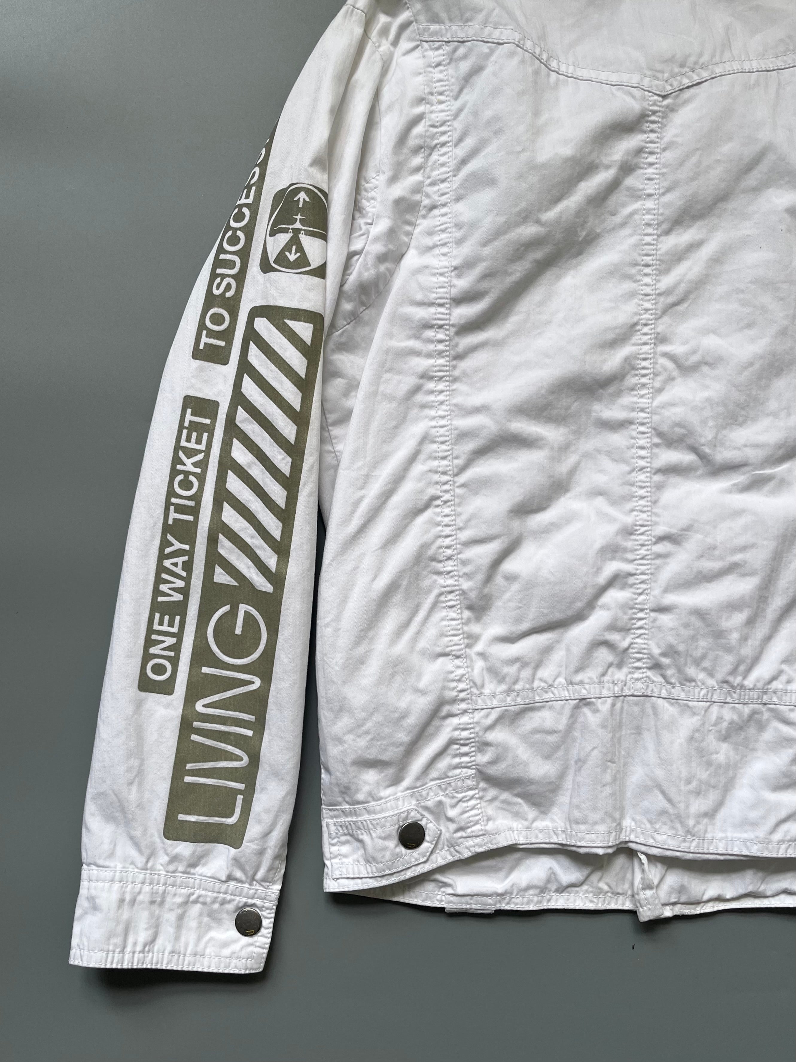 Diesel White Cotton Biker Jacket