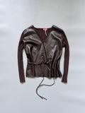 Candido Brown Knit & Faux Leather Top