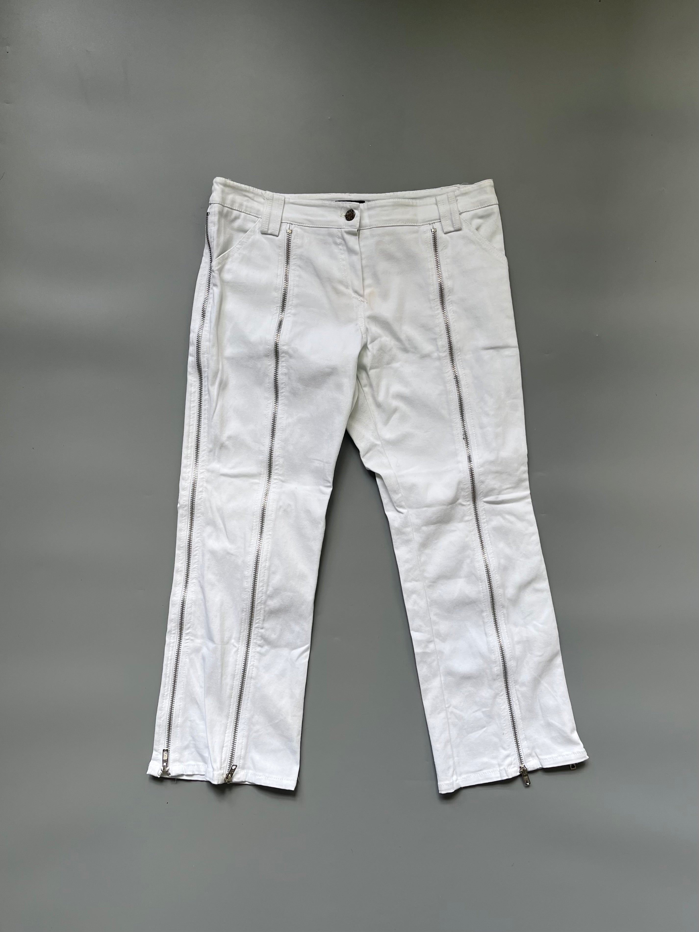 Denny Rose White Zipper Pants