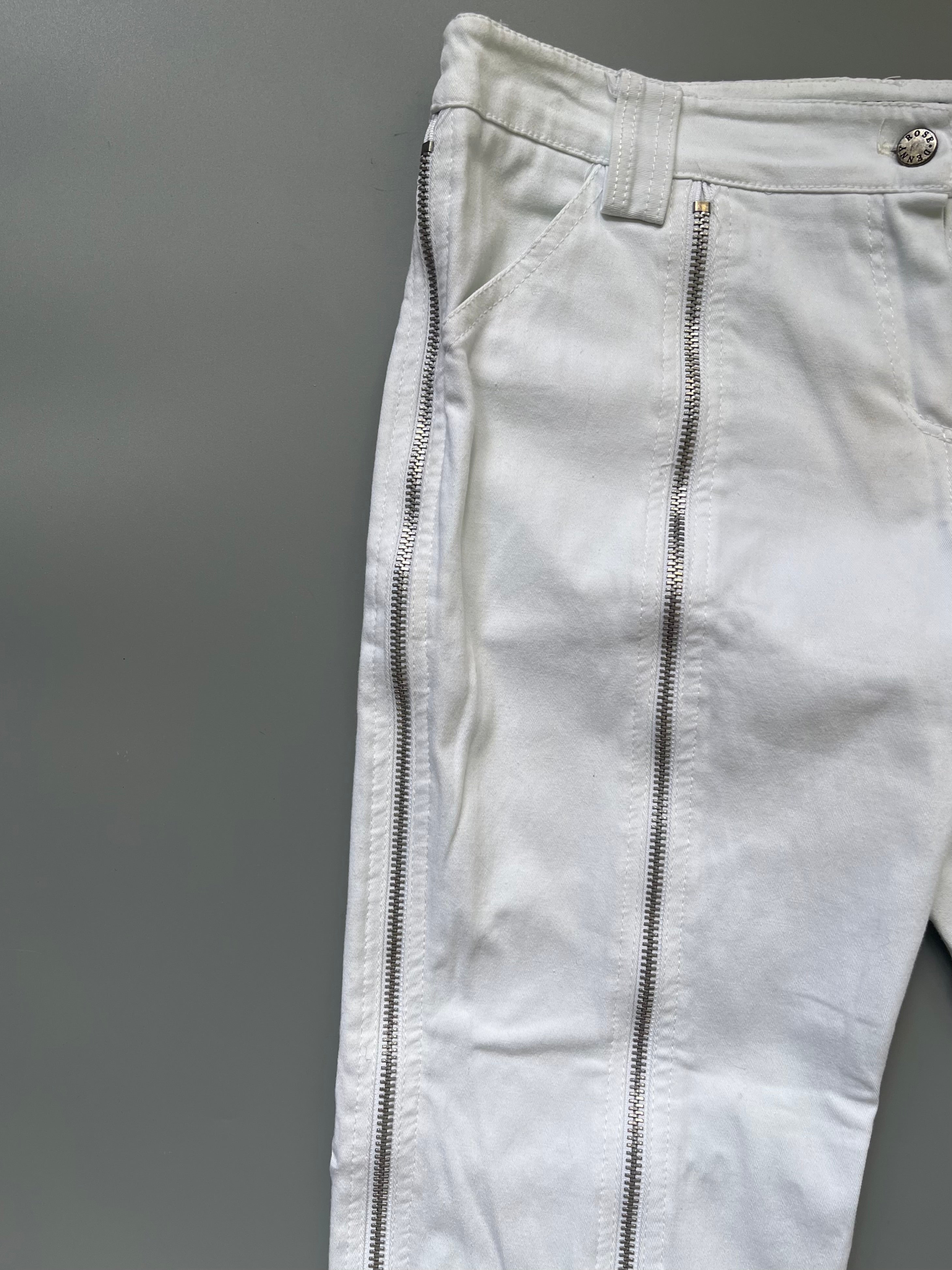 Denny Rose White Zipper Pants