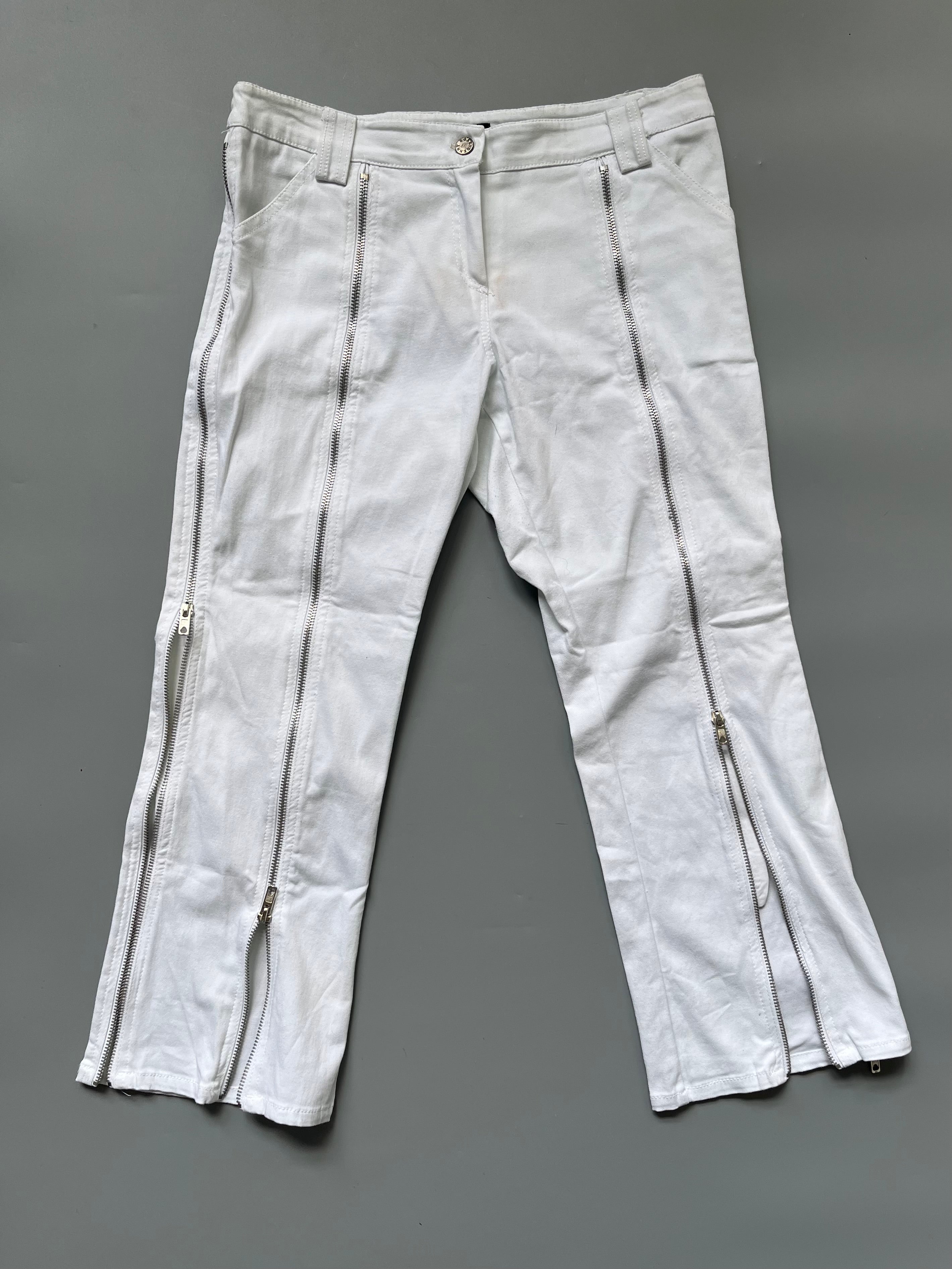 Denny Rose White Zipper Pants
