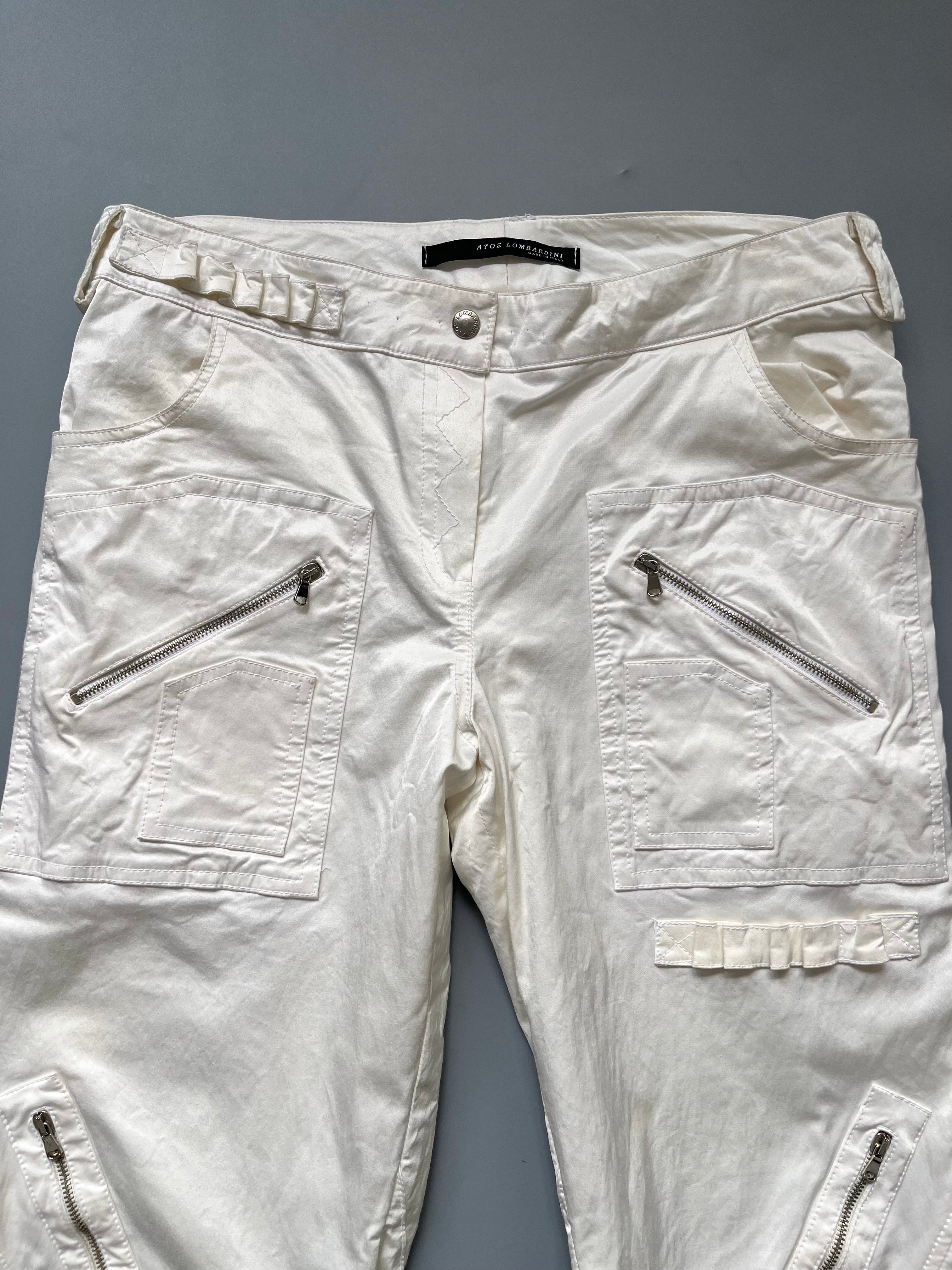 Atos Lombardini White Silky Lace Up Capri