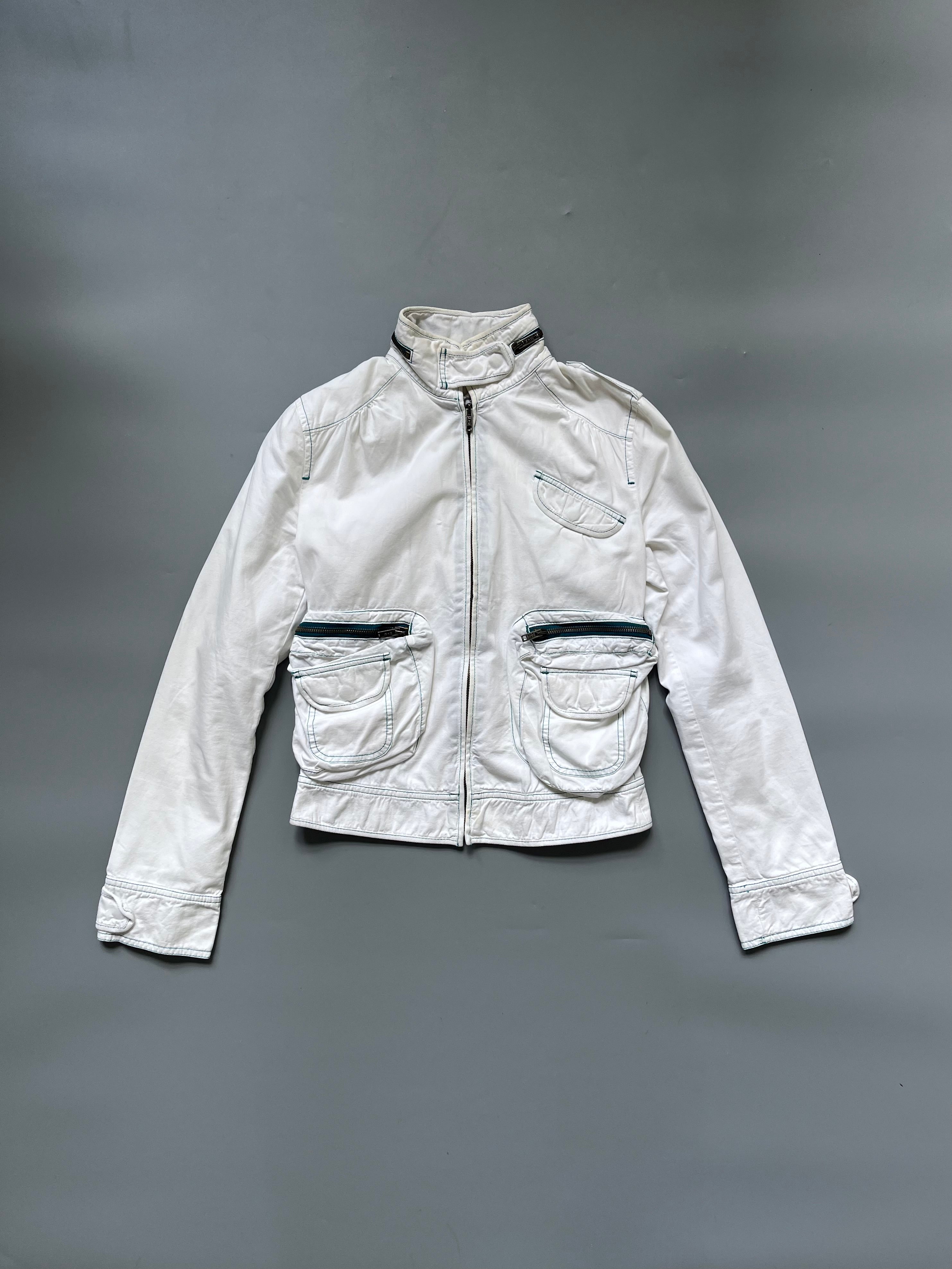 DKNY Jeans White Denim Biker Jacket