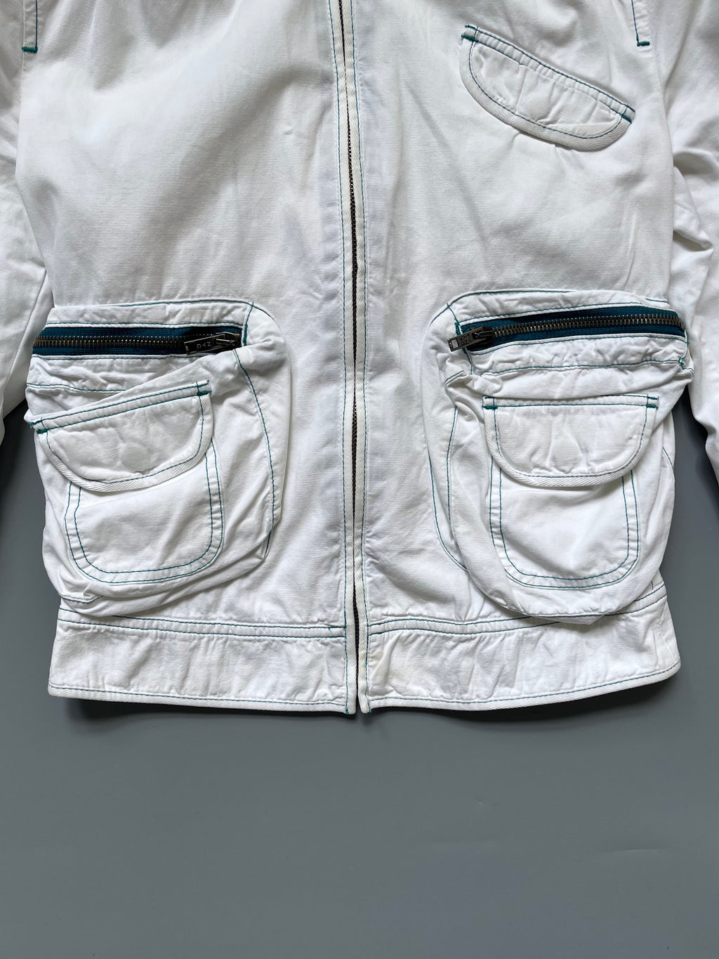 DKNY Jeans White Denim Biker Jacket
