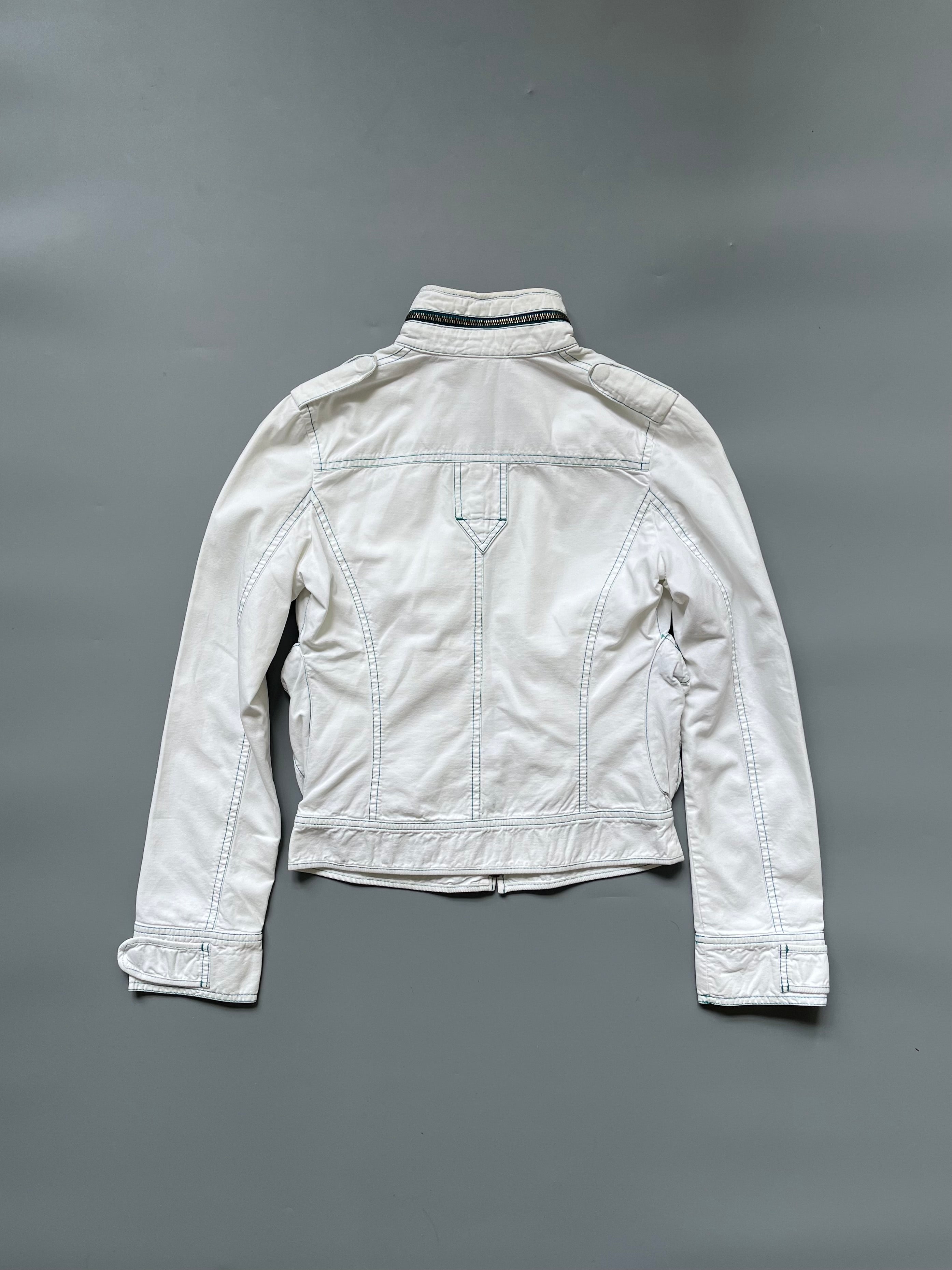 DKNY Jeans White Denim Biker Jacket
