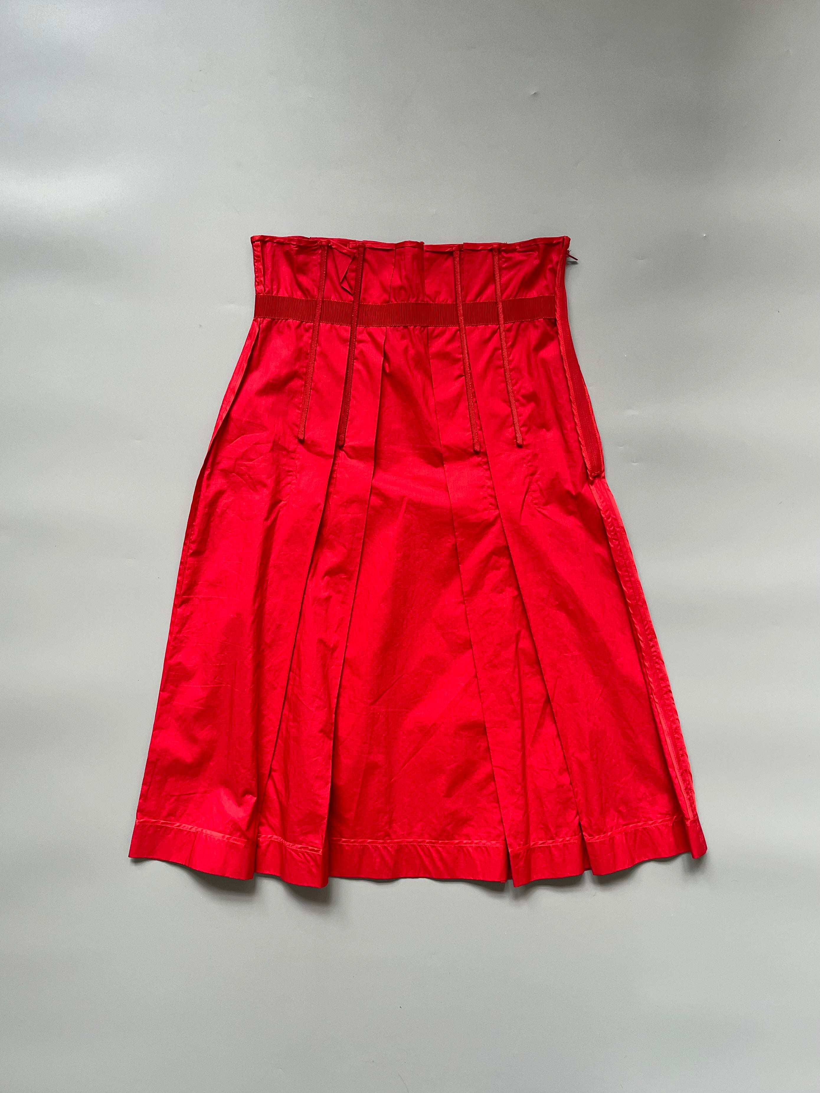 Prada Red Corset Silky Skirt