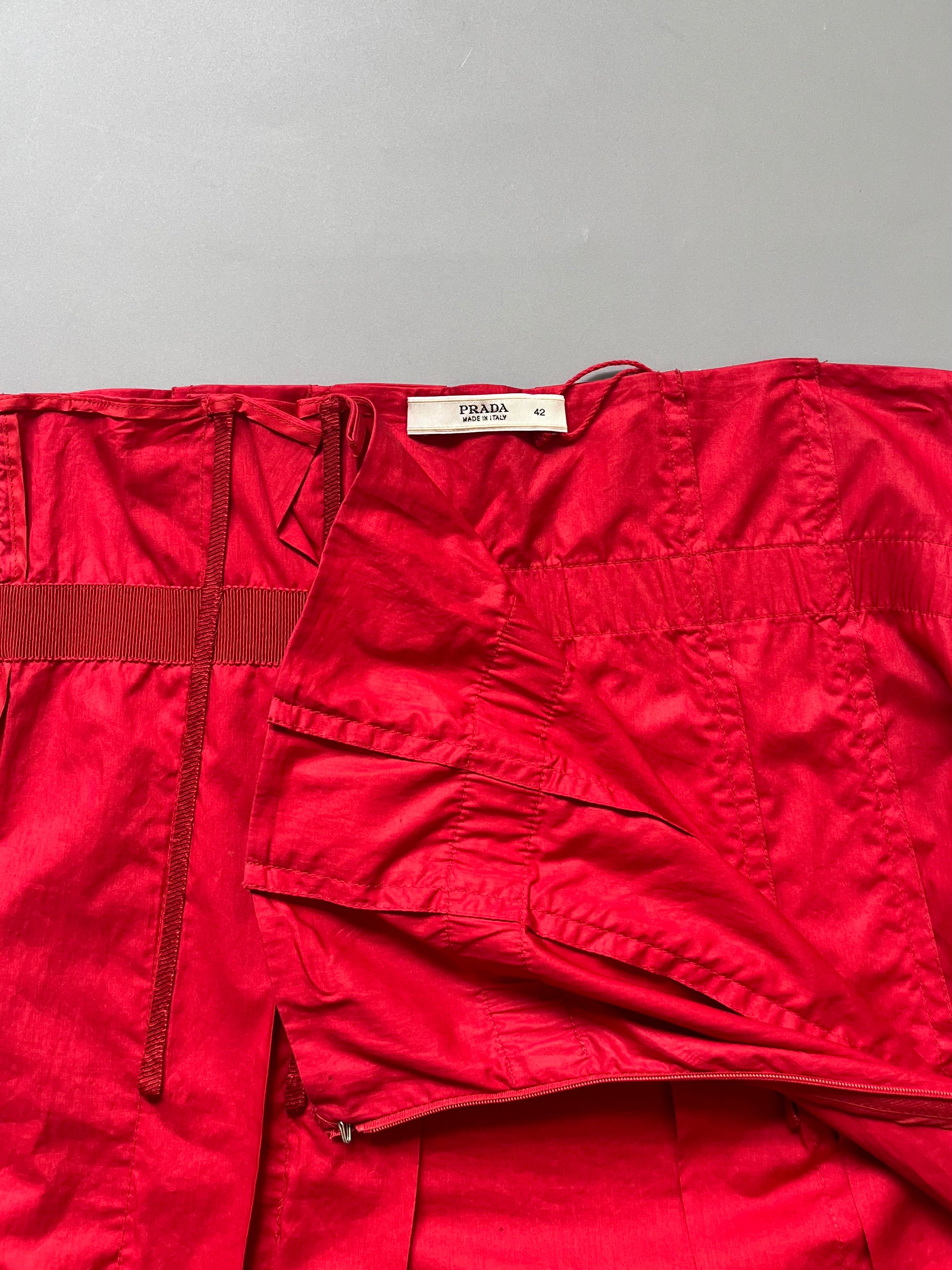 Prada Red Corset Silky Skirt