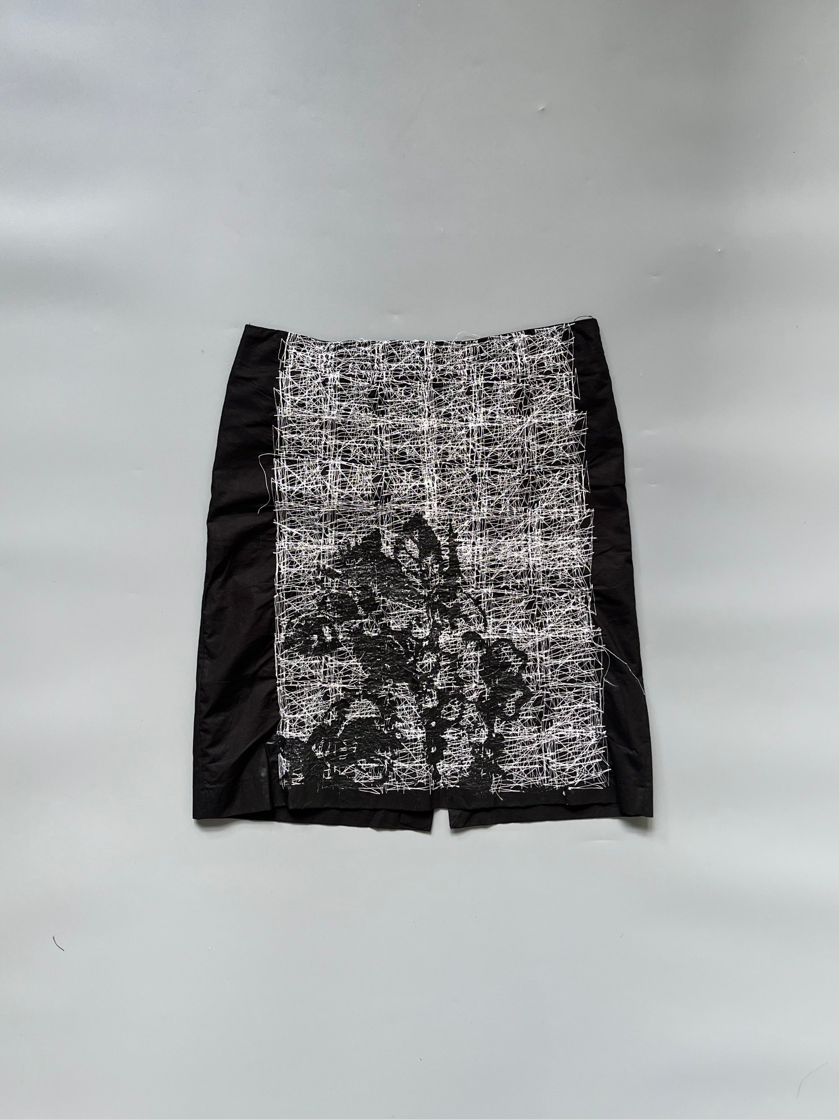 E-Play Black Cotton Abstract Lines Pattern Skirt