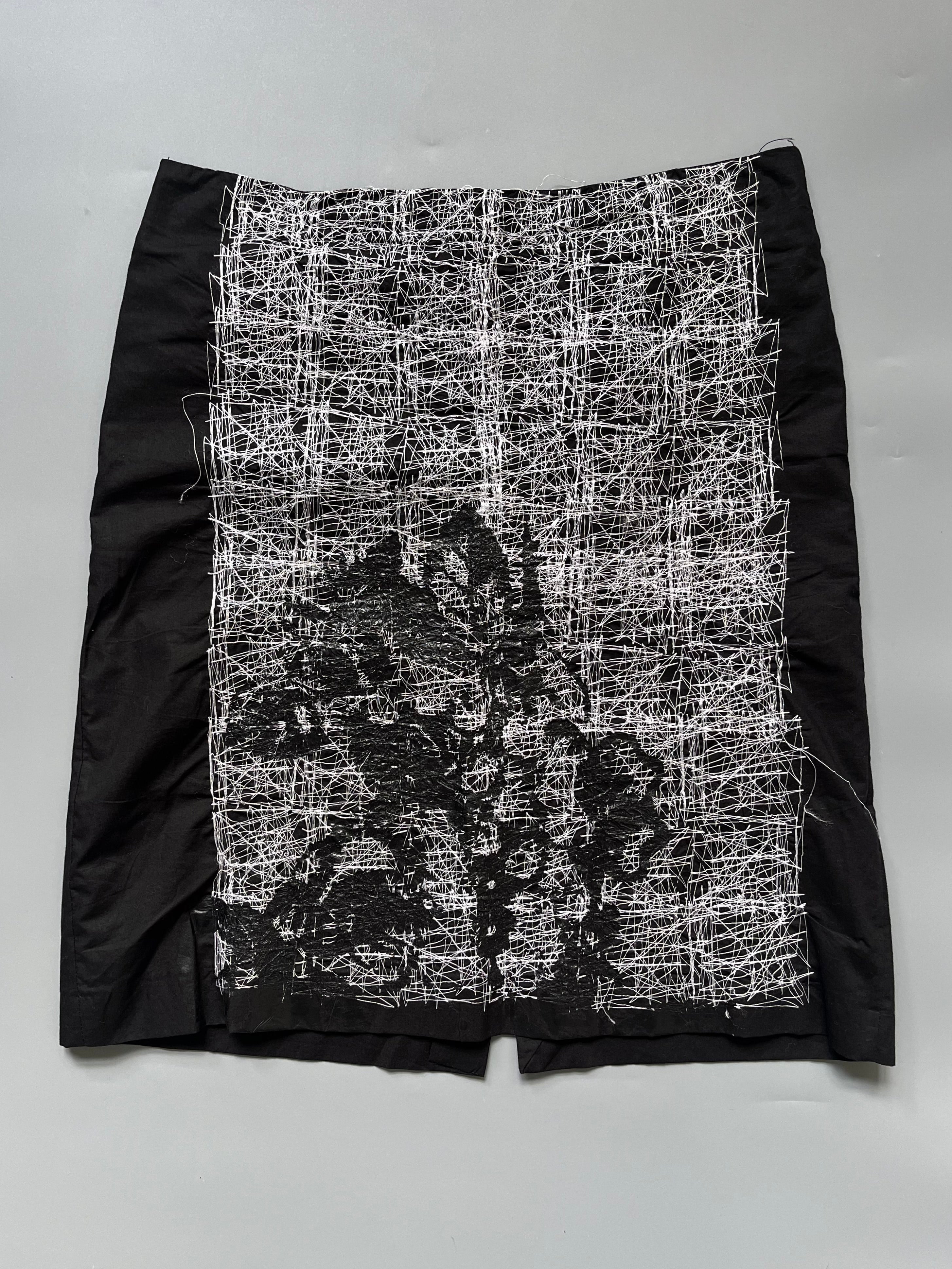 E-Play Black Cotton Abstract Lines Pattern Skirt