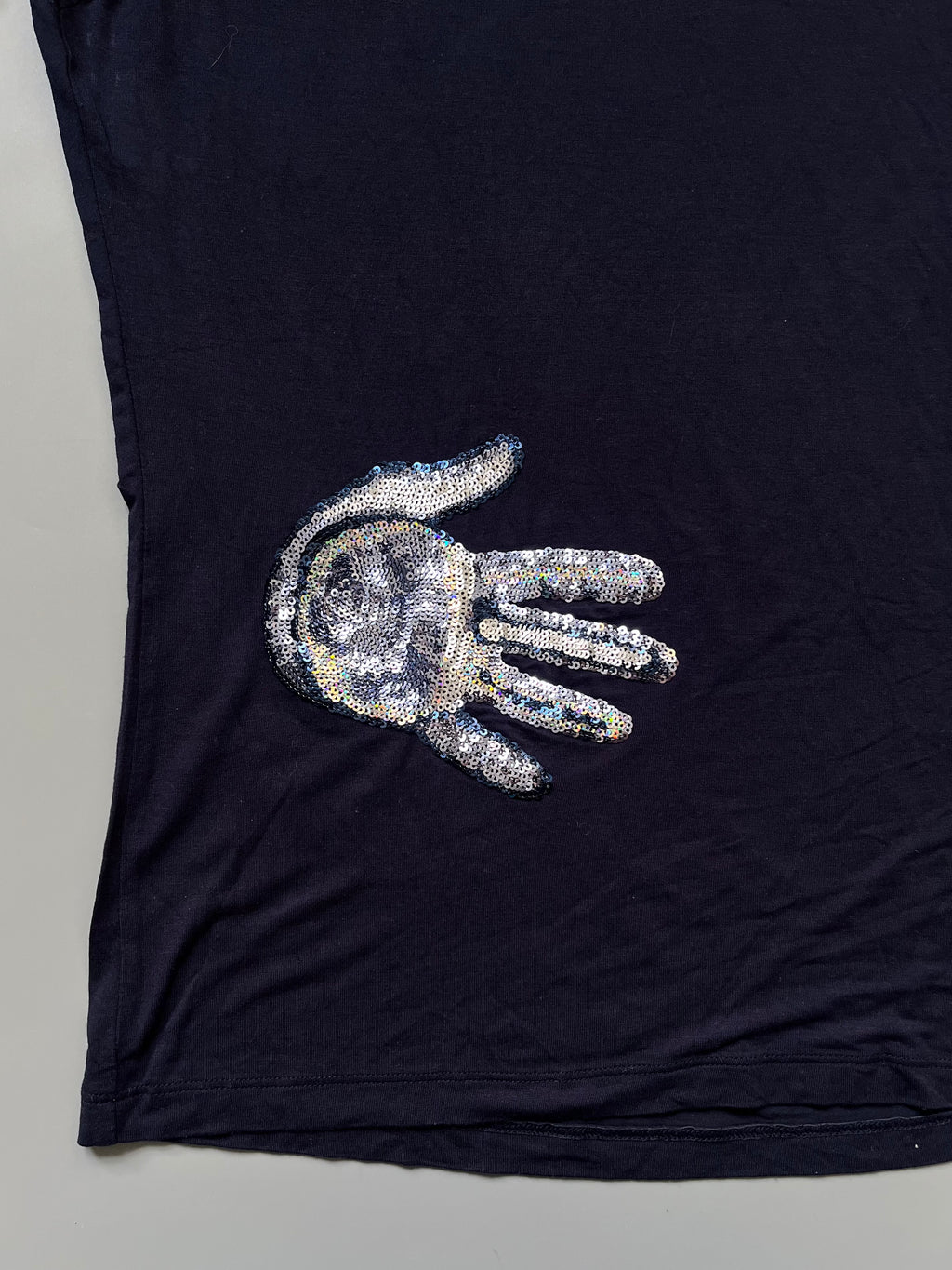 Denny Rose Navy Sequins Hands Top