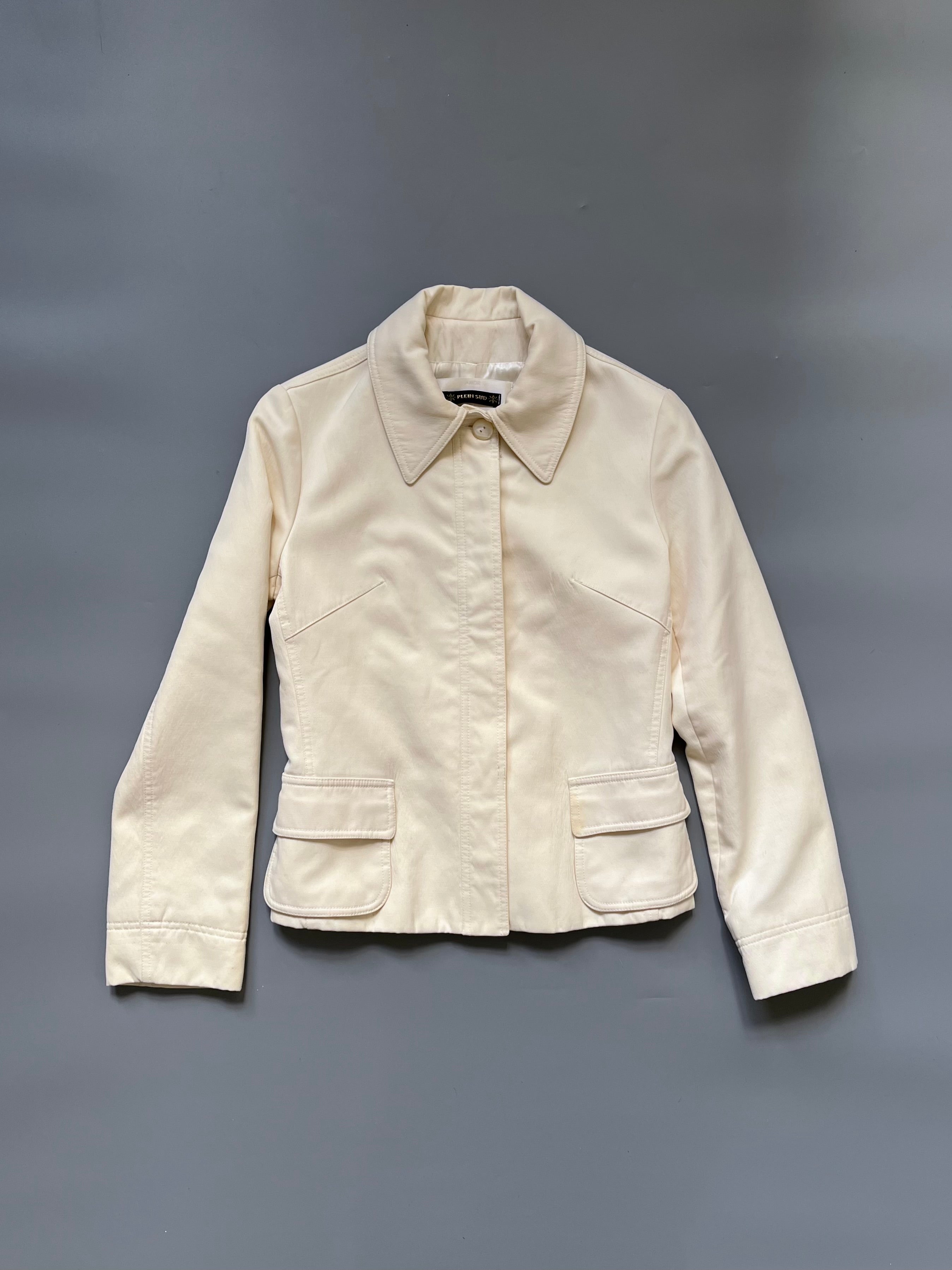 Plein Sud Ecru Crop Blazer Jacket