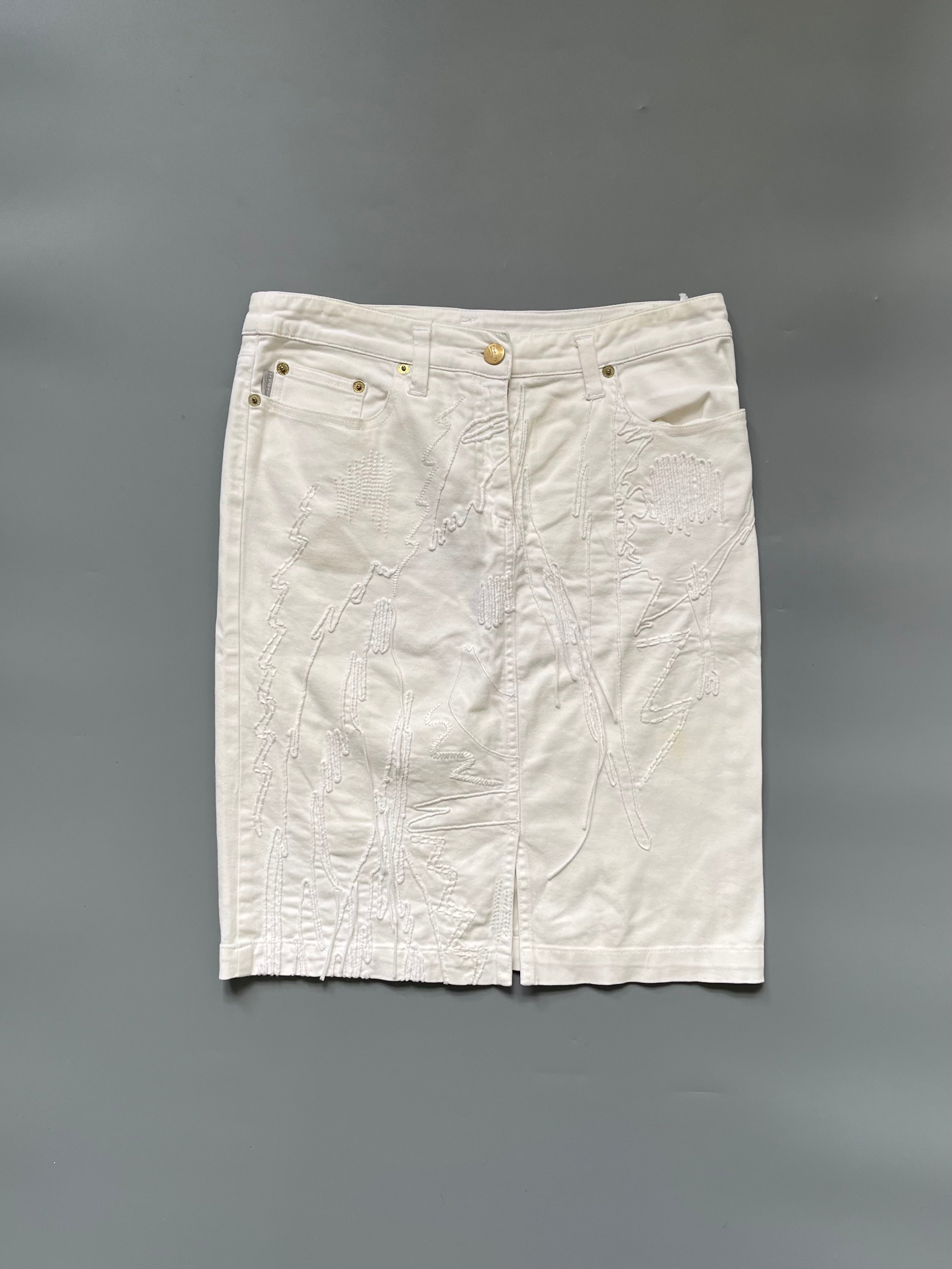 Iceberg White Denim Skirt