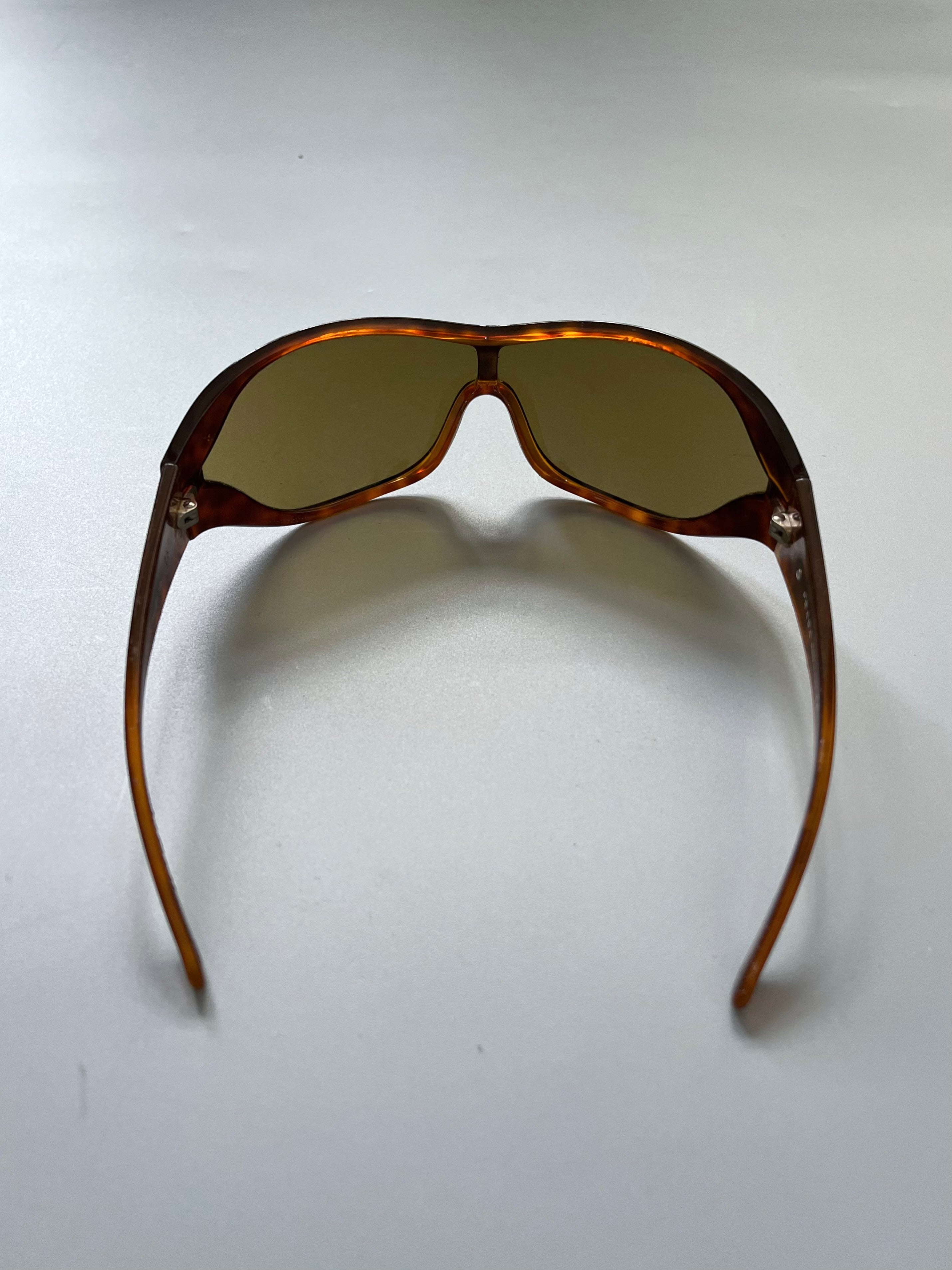 Prada SPR12G Oversized Brown Tortoise Goggle Sunglasses