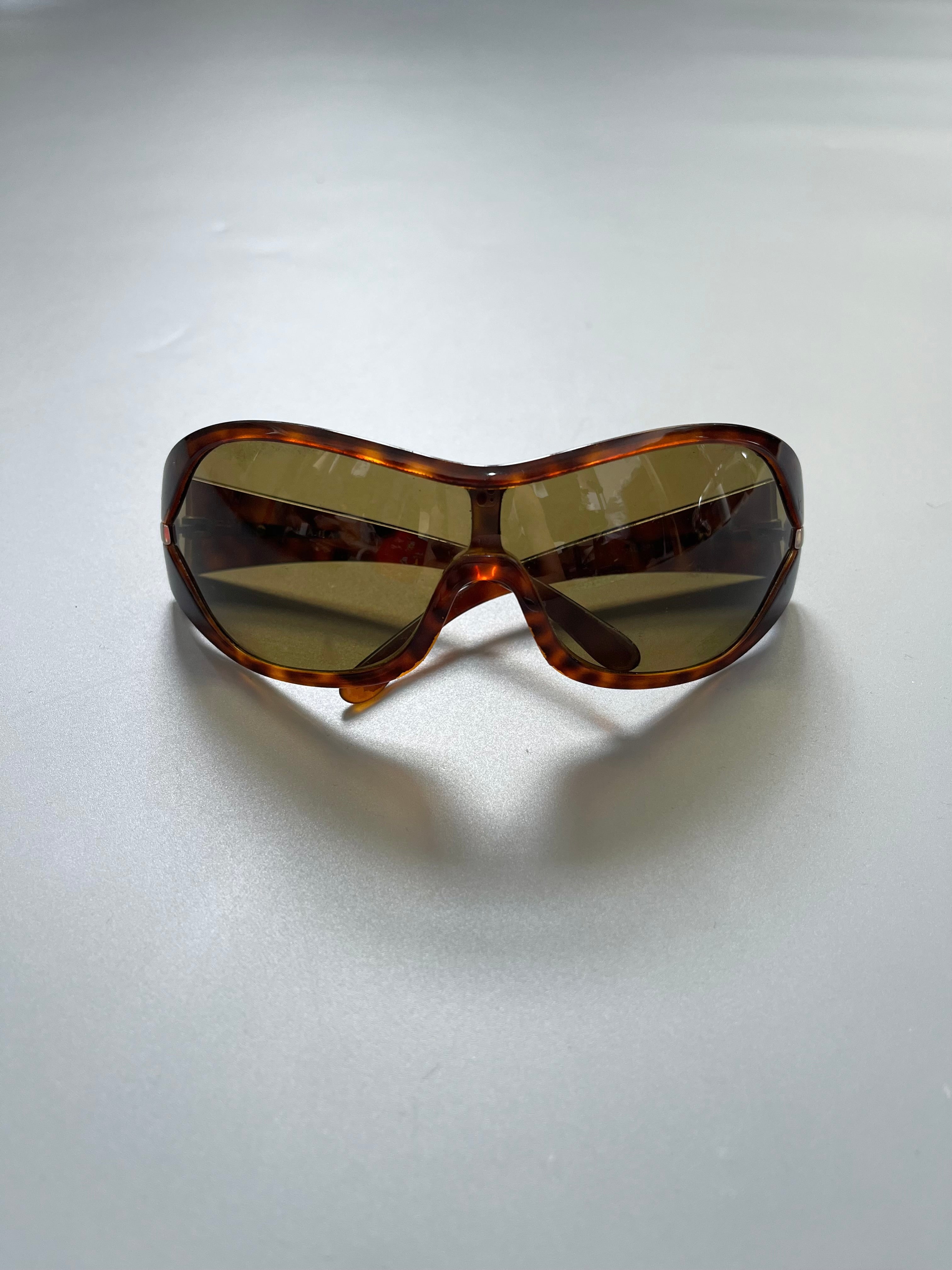 Prada SPR12G Oversized Brown Tortoise Goggle Sunglasses