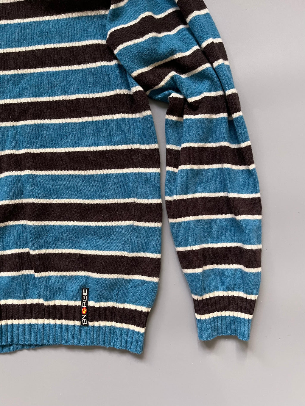 Energie Brown/Blue Stripes Crew Neck Sweater