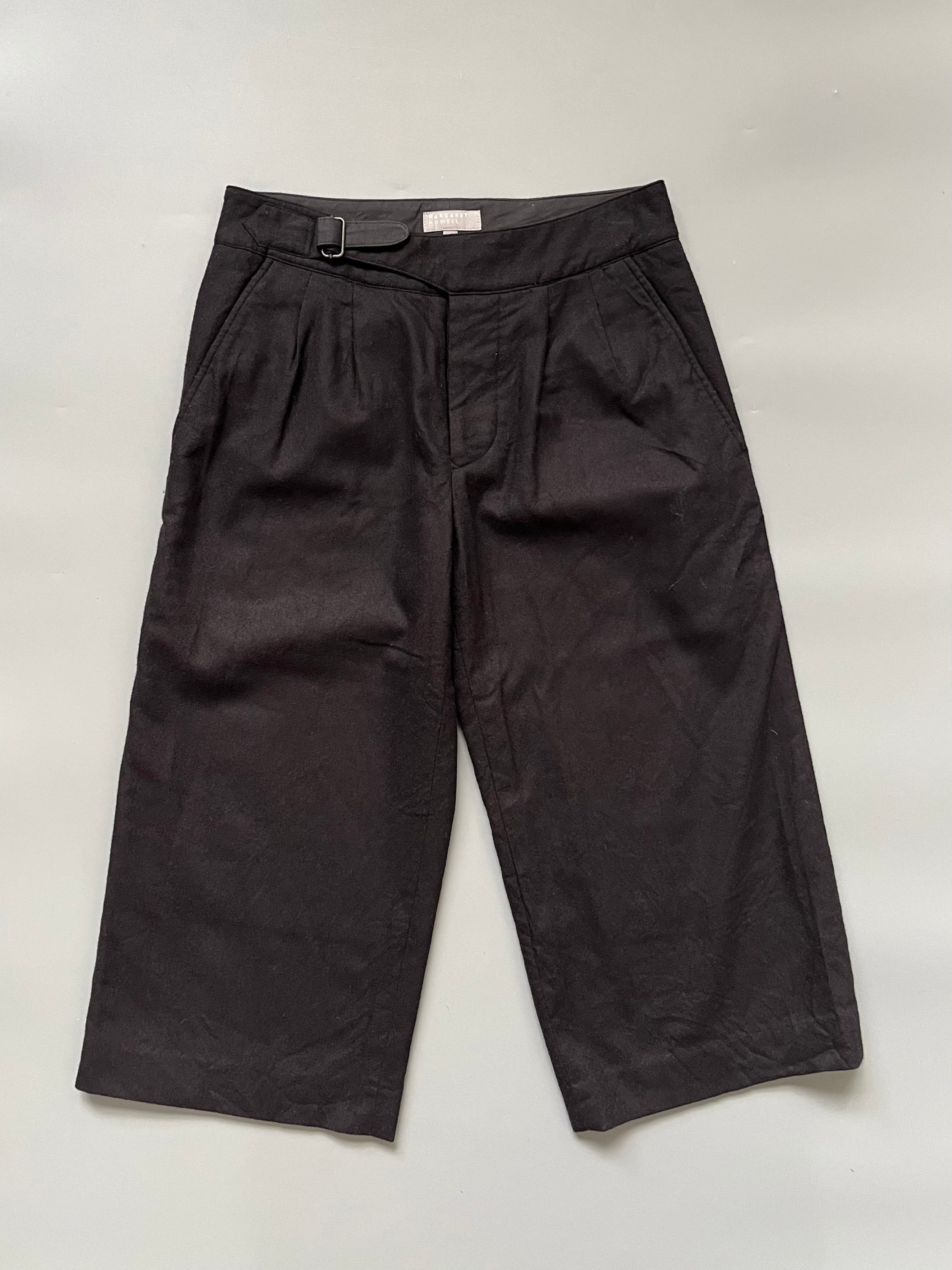 Margret Howell Black Wool Knee Length Shorts