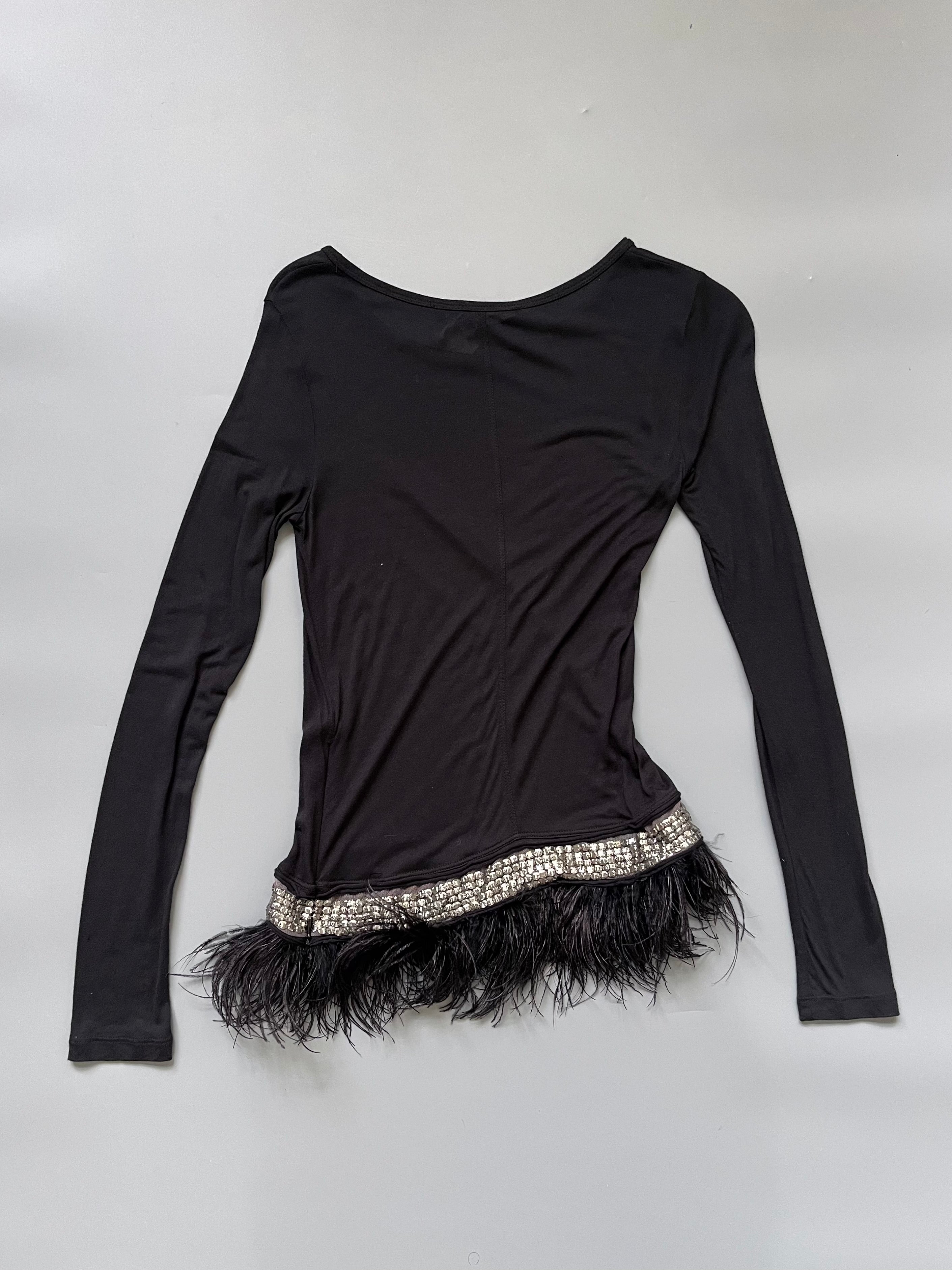 Atos Lombardini Feather Trimmed Cotton Top