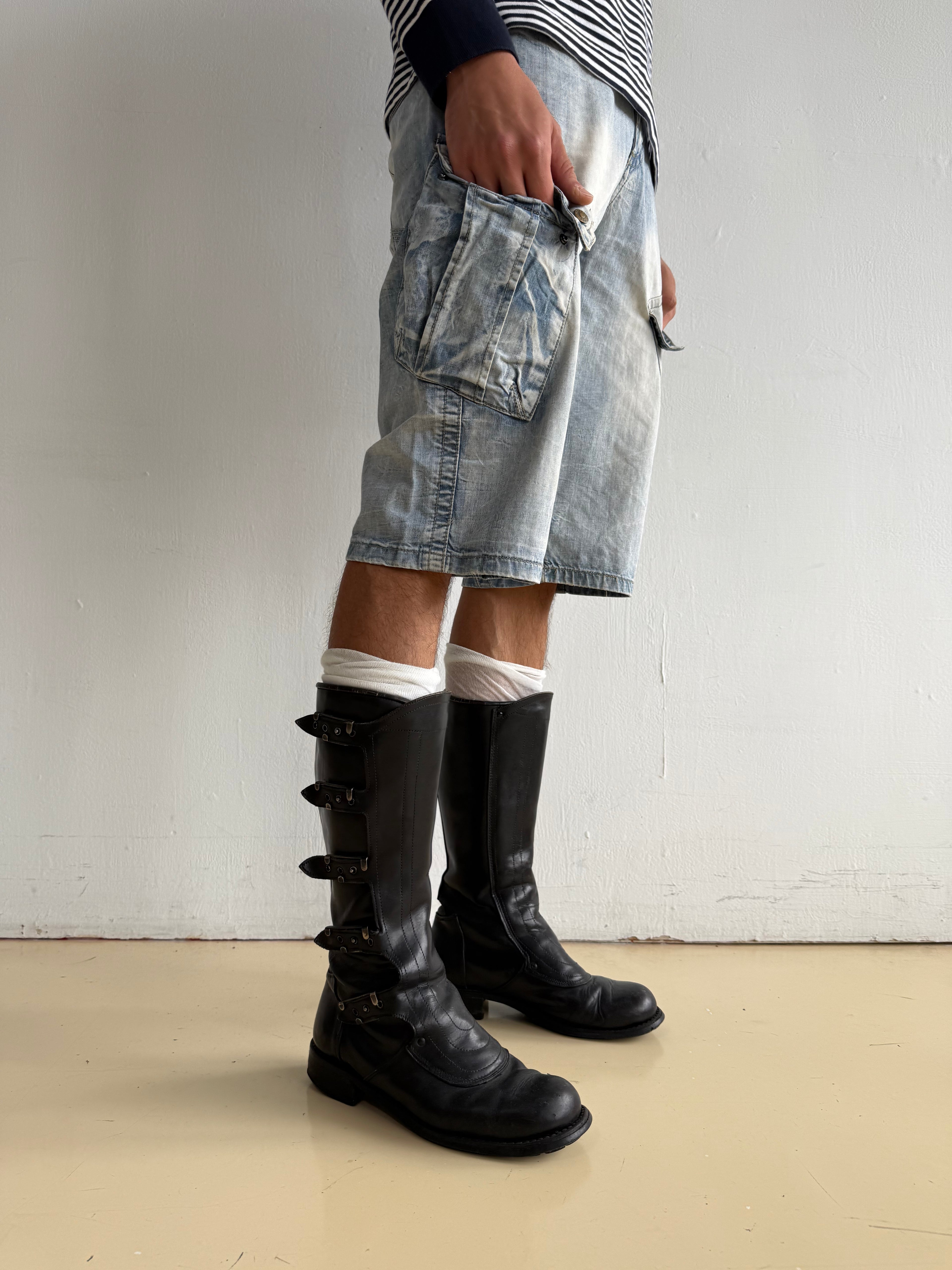 Vintage Leather Biker Boots