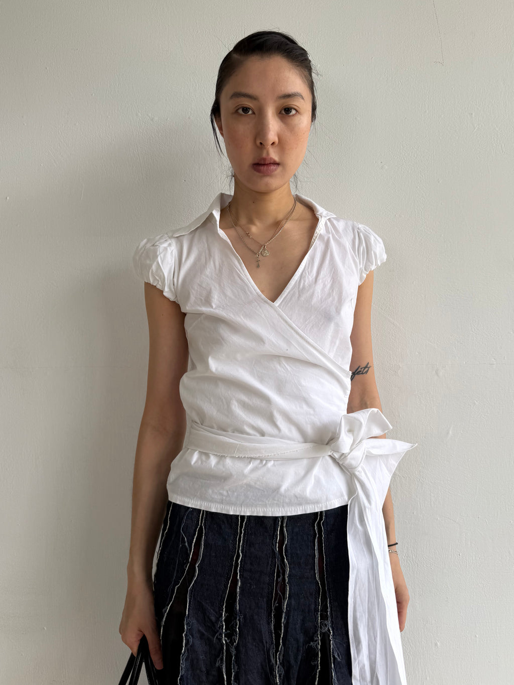 White Cotton Belted Shirt
