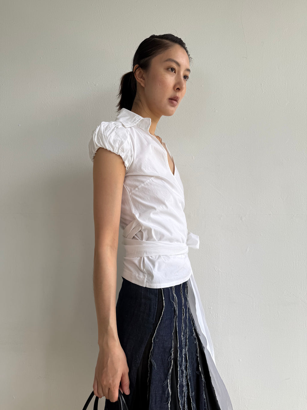 White Cotton Belted Shirt