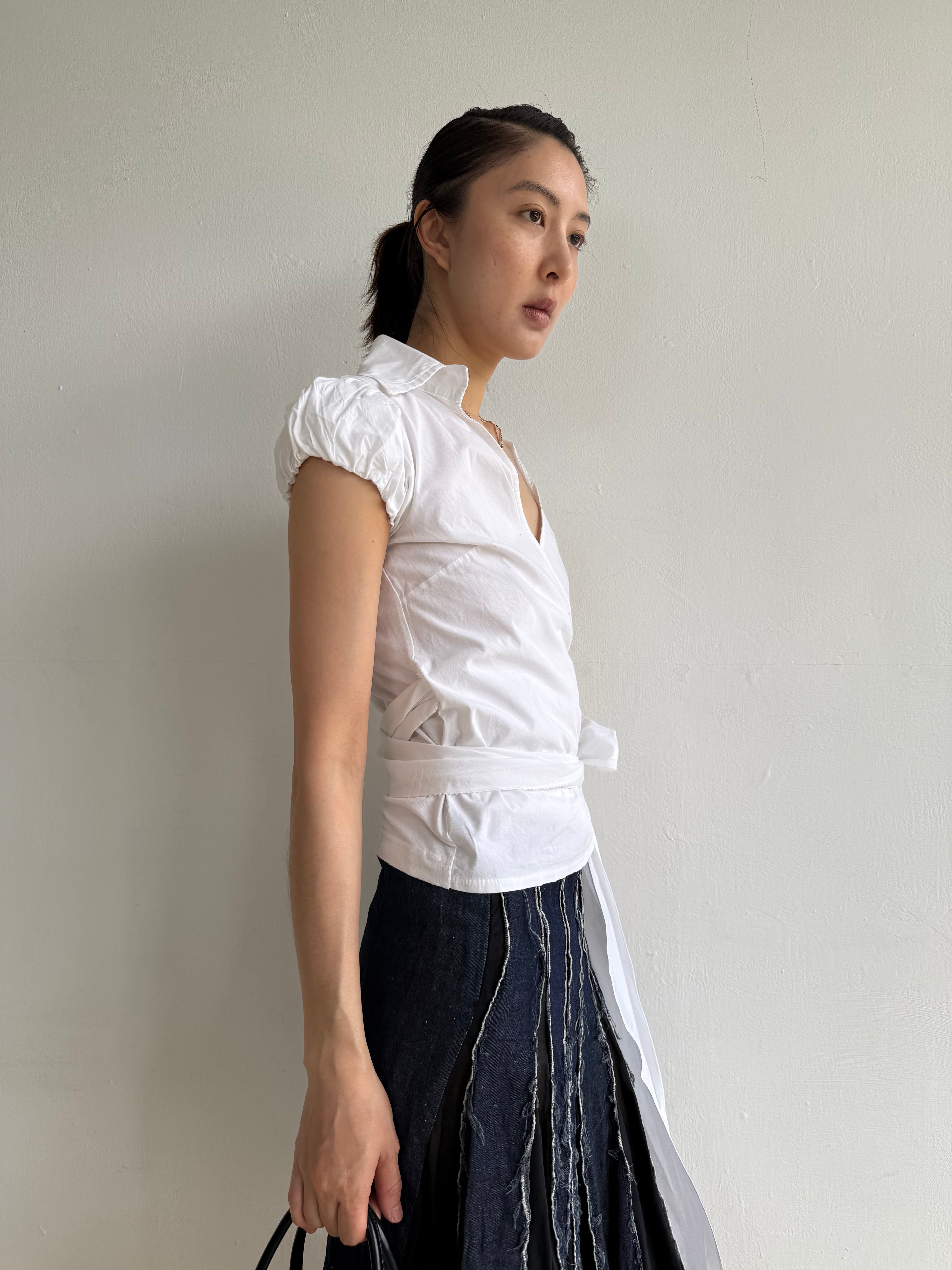 White Cotton Belted Shirt