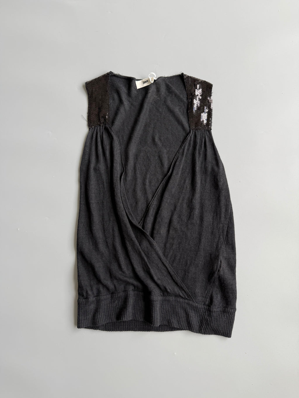 Black Crossover Sequin Top