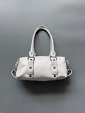 White Studded Leather Shoulder Bag