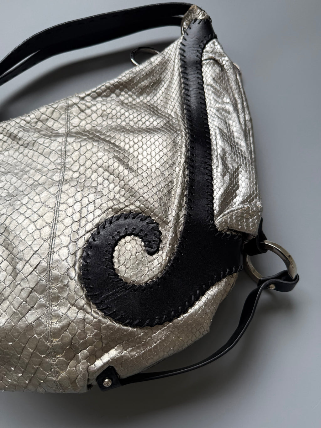 Fendi FW 2003 Silver Python Oyster Bag