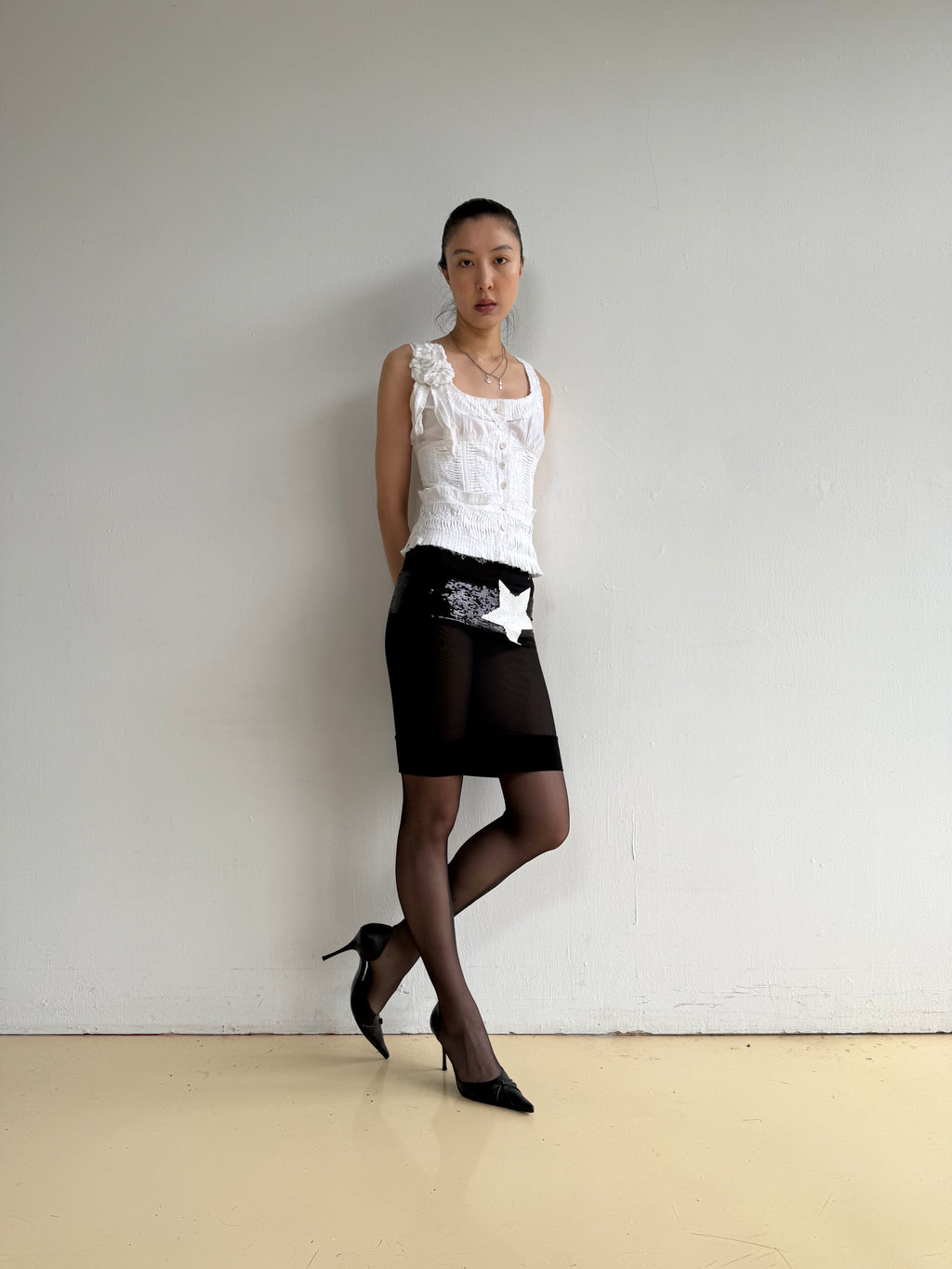 White Cotton Ruffle Top
