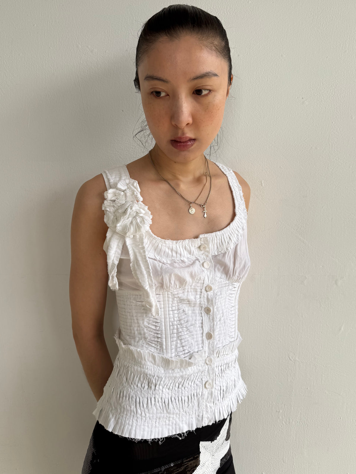 White Cotton Ruffle Top