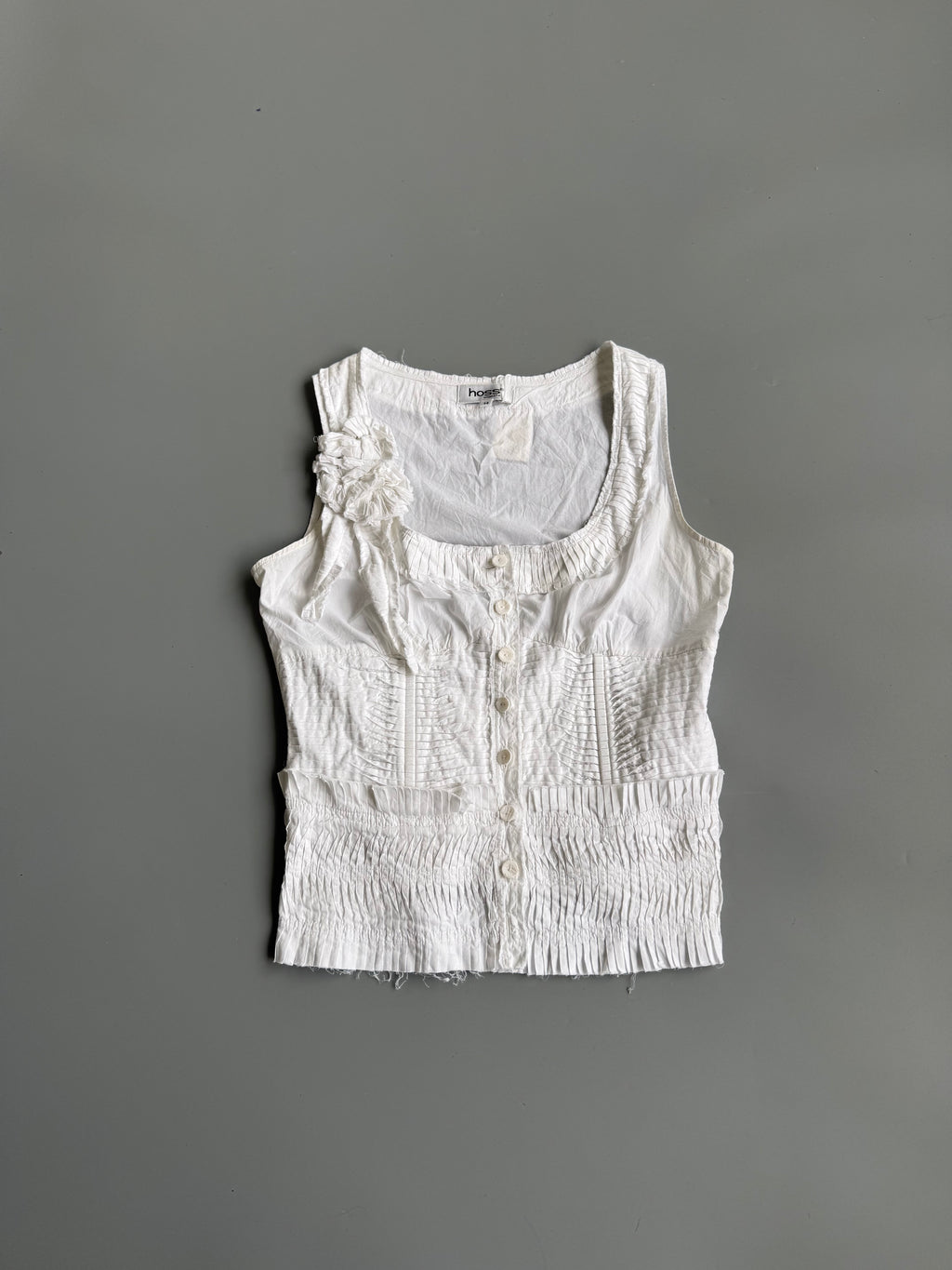 White Cotton Ruffle Top