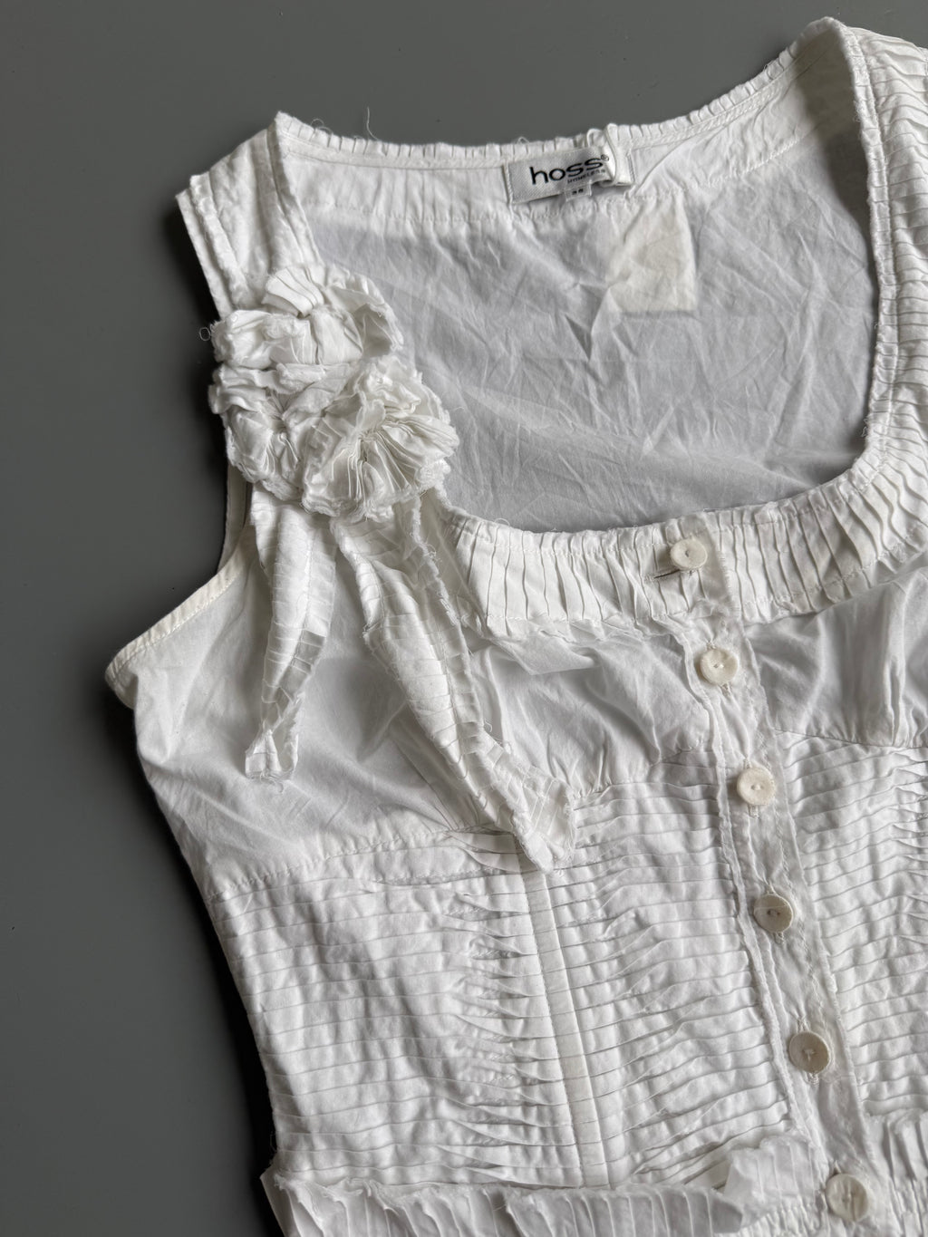 White Cotton Ruffle Top