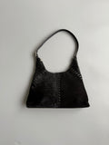 Black Cowhide Fur Leather Bag
