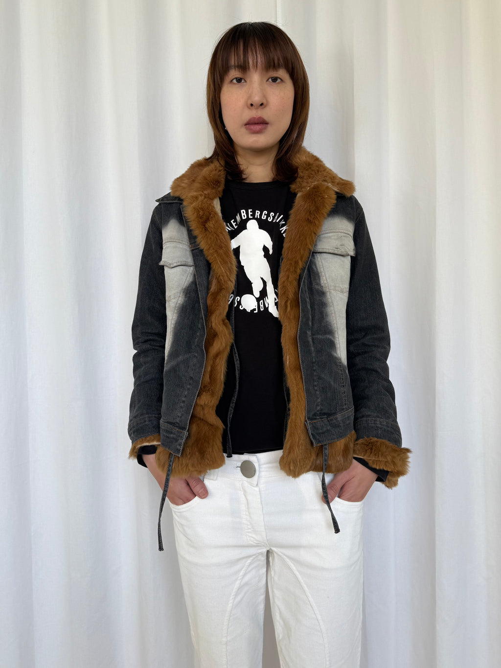 Atos Lombardini Fur Lining Denim Jacket