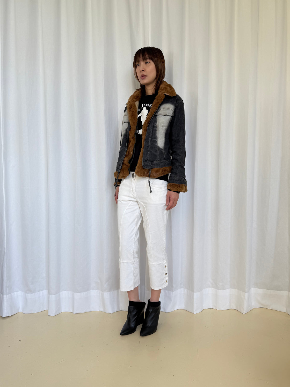Atos Lombardini Fur Lining Denim Jacket